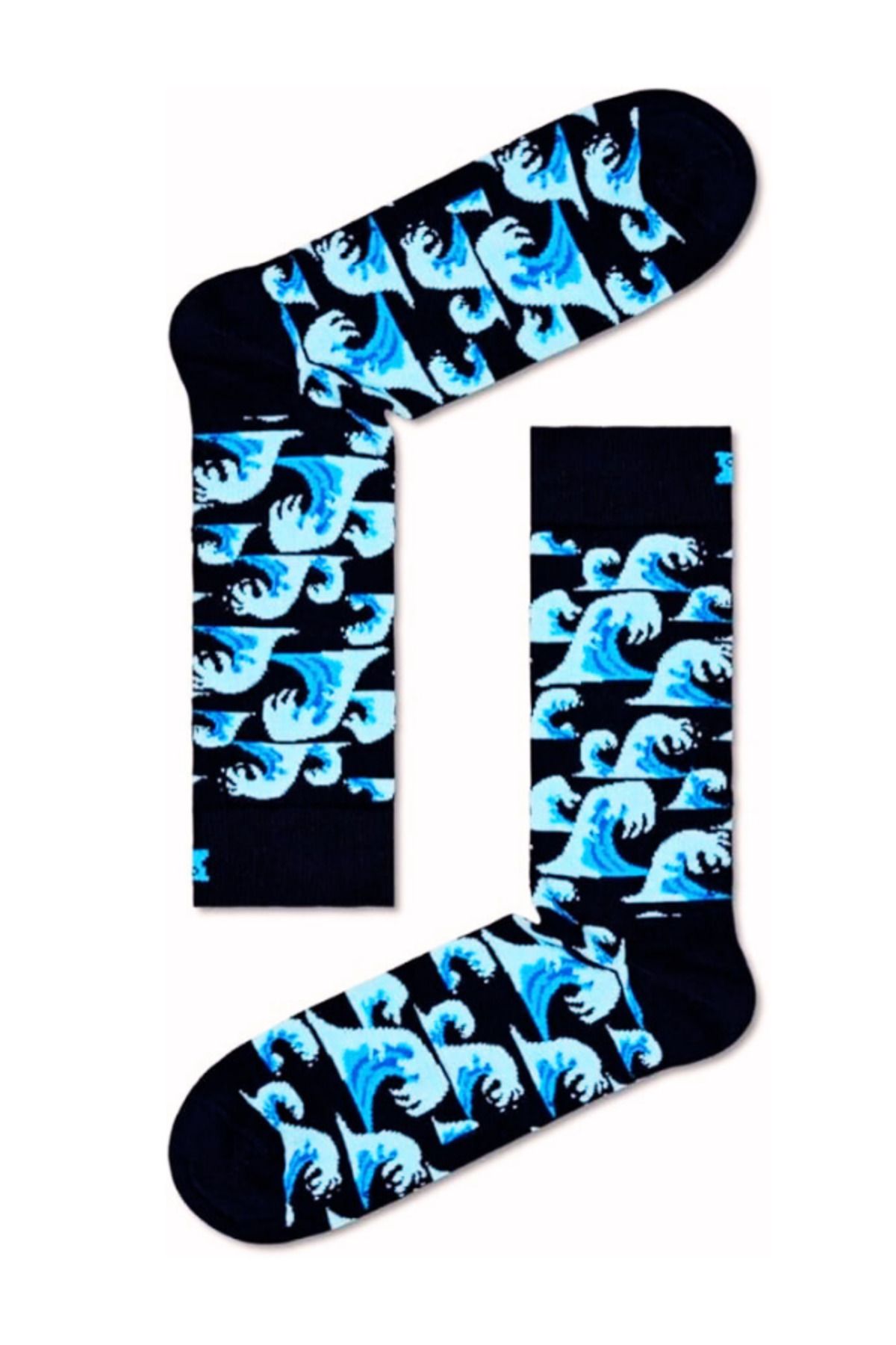 Shuttle Park Özel Seri Happy Renkli Dalga Desenli Socks Eğlenceli Rahat Tasarım Tarz Soket Dikişsiz Çoraplar