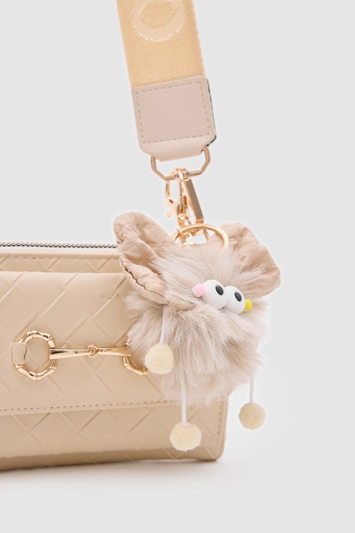 OLLBAG Kulaklı Bej Renk Çanta Cüzdan Charm
