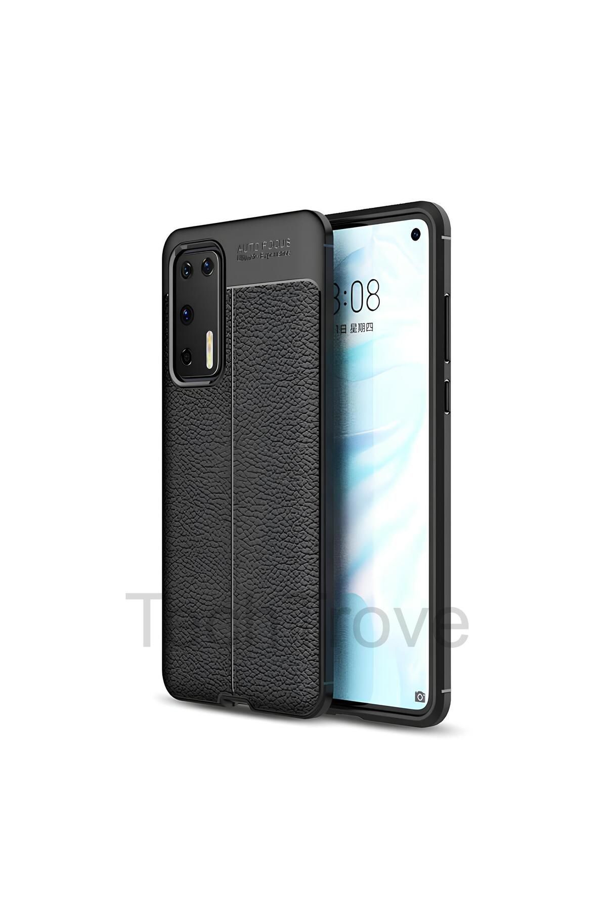 TechTrove Huawei P40 Kılıf Deri Extra Korumalı Slikon Kapak