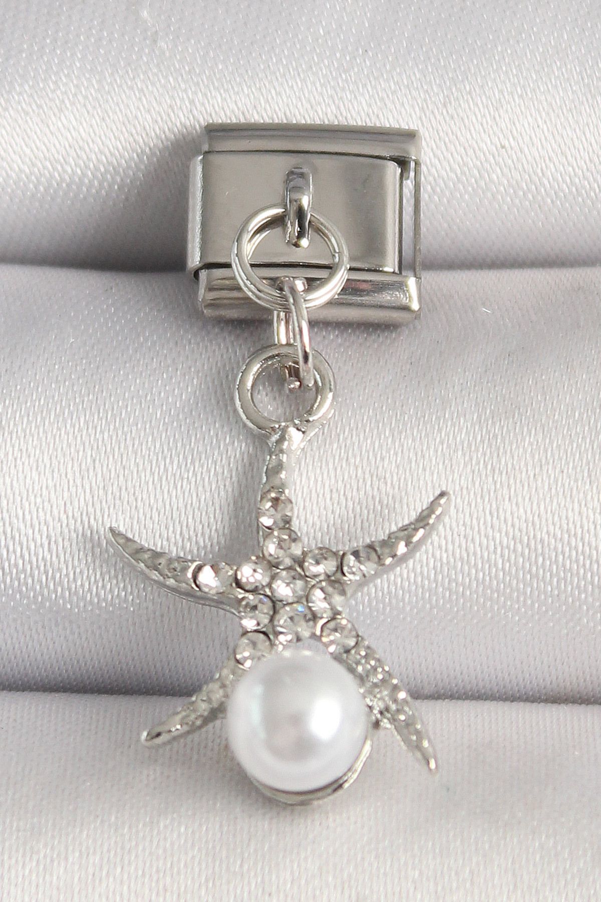 callerrons accessories Gümüş Renk Zirkon Taşlı Deniz Yıldızı Model İnci Detay Nomination Charm - EBJ250501W32880