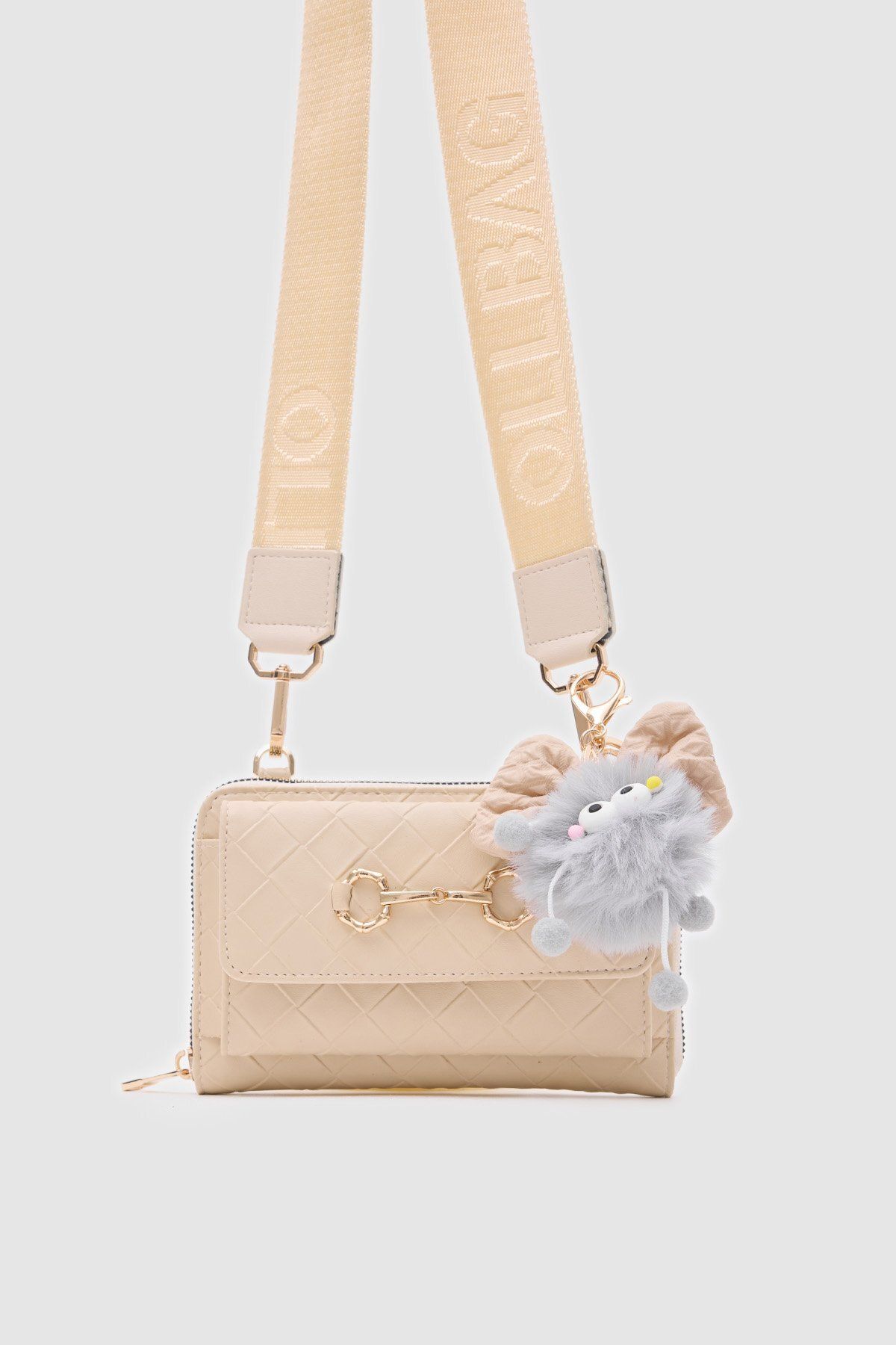 OLLBAG Kulaklı Gri Renk Çanta Cüzdan Charm