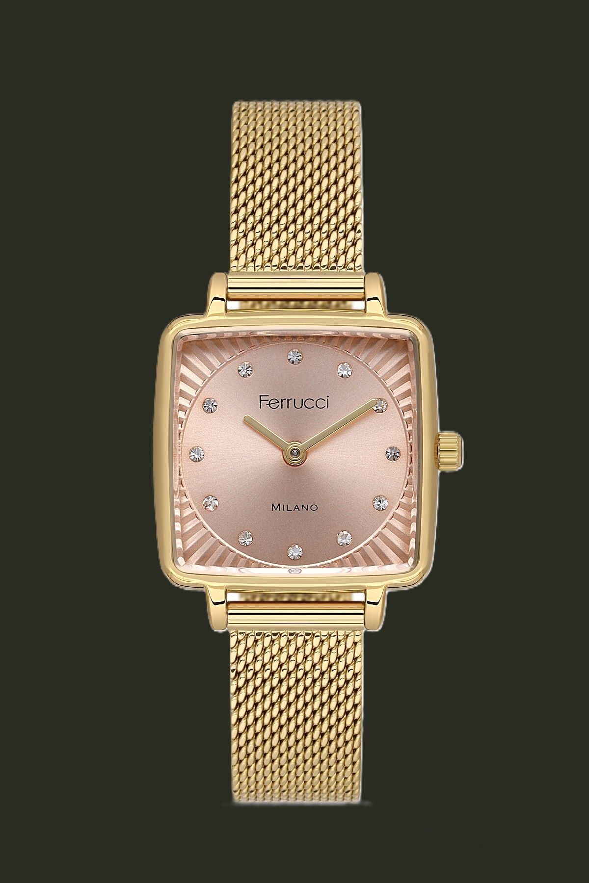Ferrucci Retro Kare Hasır Kordon Kol Saati