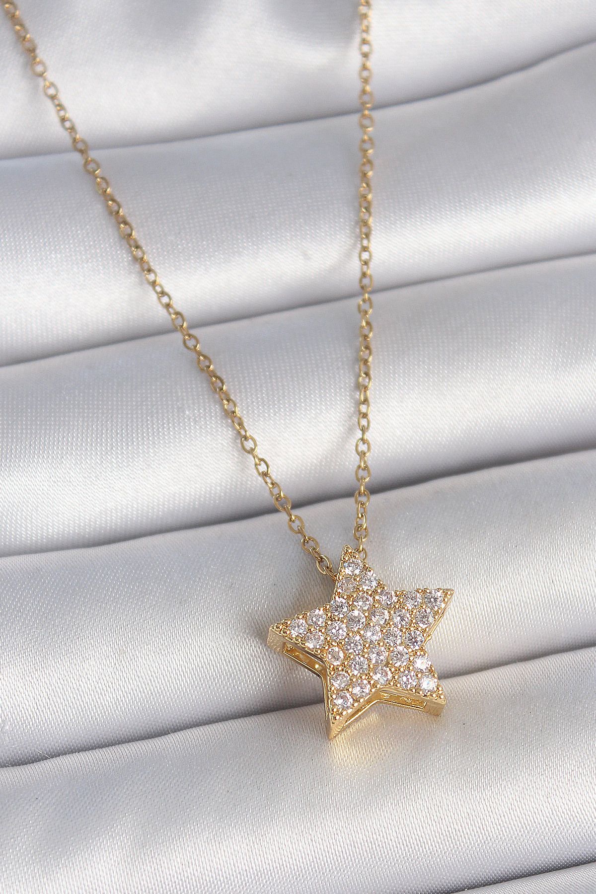 callerrons accessories Gold Renk Zincir Zirkon Taşlı Yıldız Model Kadın Kolye - EBJ250501W33579