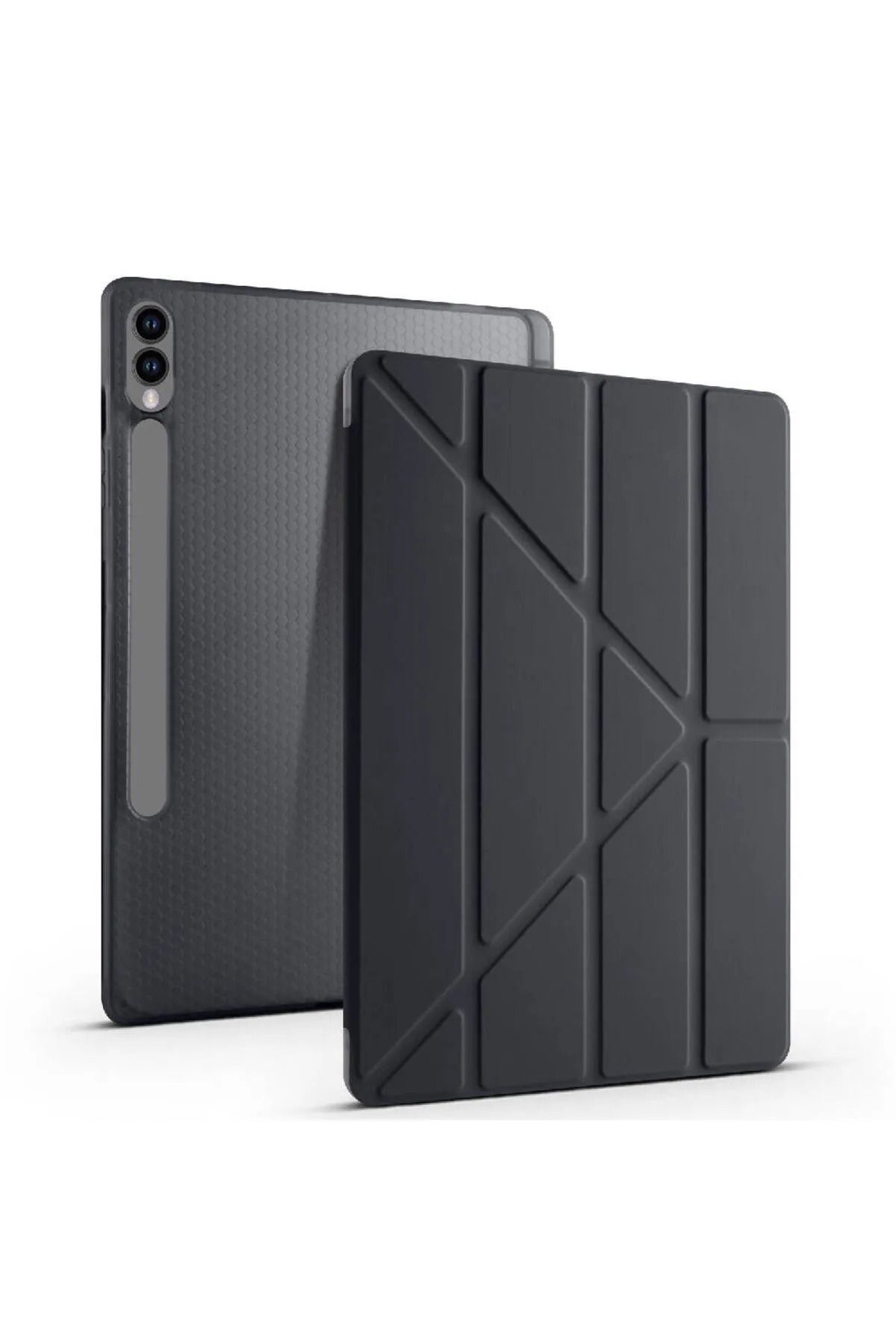 ERMER Samsung Galaxy Tab S7 Fe Tablet İçin 12.4 İnç Katlanabilir Kalemlikli Standlı Akıllı Silikon Kılıf