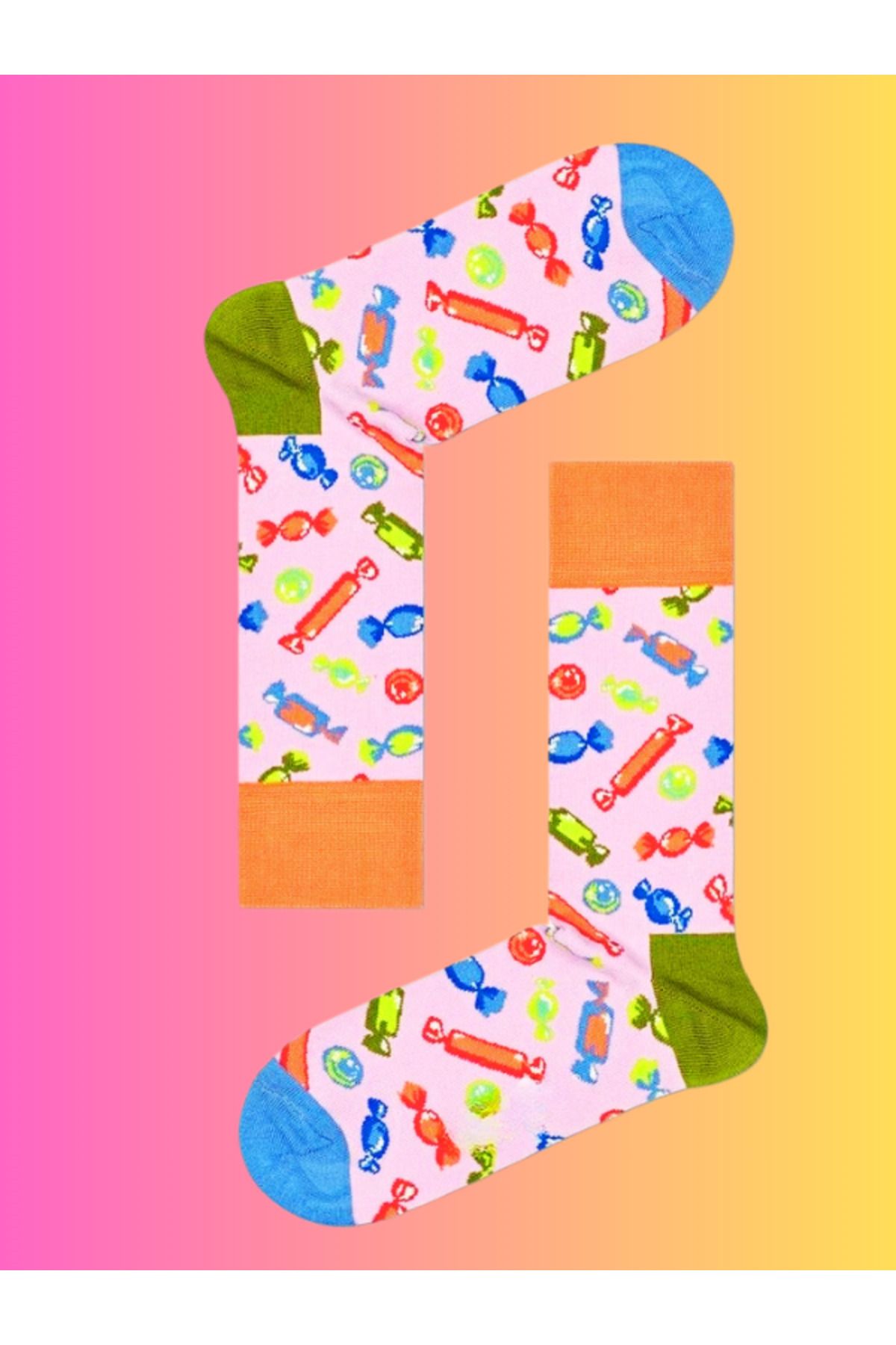 Shuttle Park Özel Seri Happy Renkli Şeker Desenli Socks Eğlenceli Rahat Tasarım Tarz Soket Dikişsiz Çoraplar