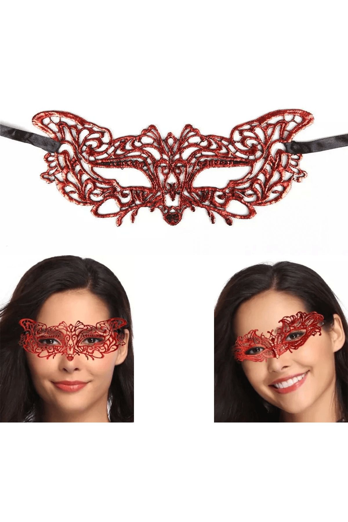 HobiDünyasıElif Kırmızı Dantel Masquerade Maskesi 9 No - Lisinya