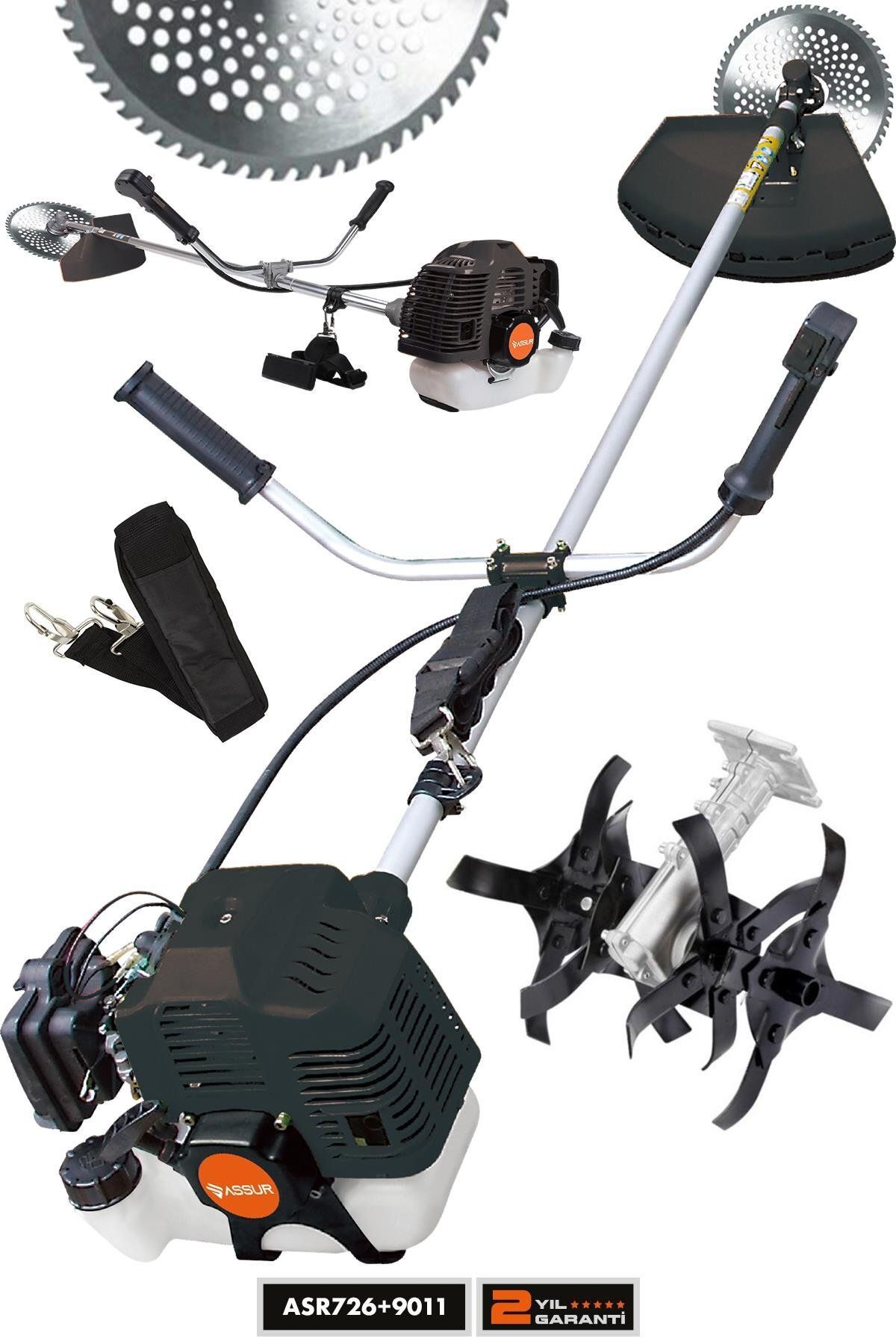 ASSUR 11000rpm 5.9 Hp Yan Tipi Benzinli Motorlu Ot Çalı Çim Biçme Tırpanı Çapalama Aparatlı