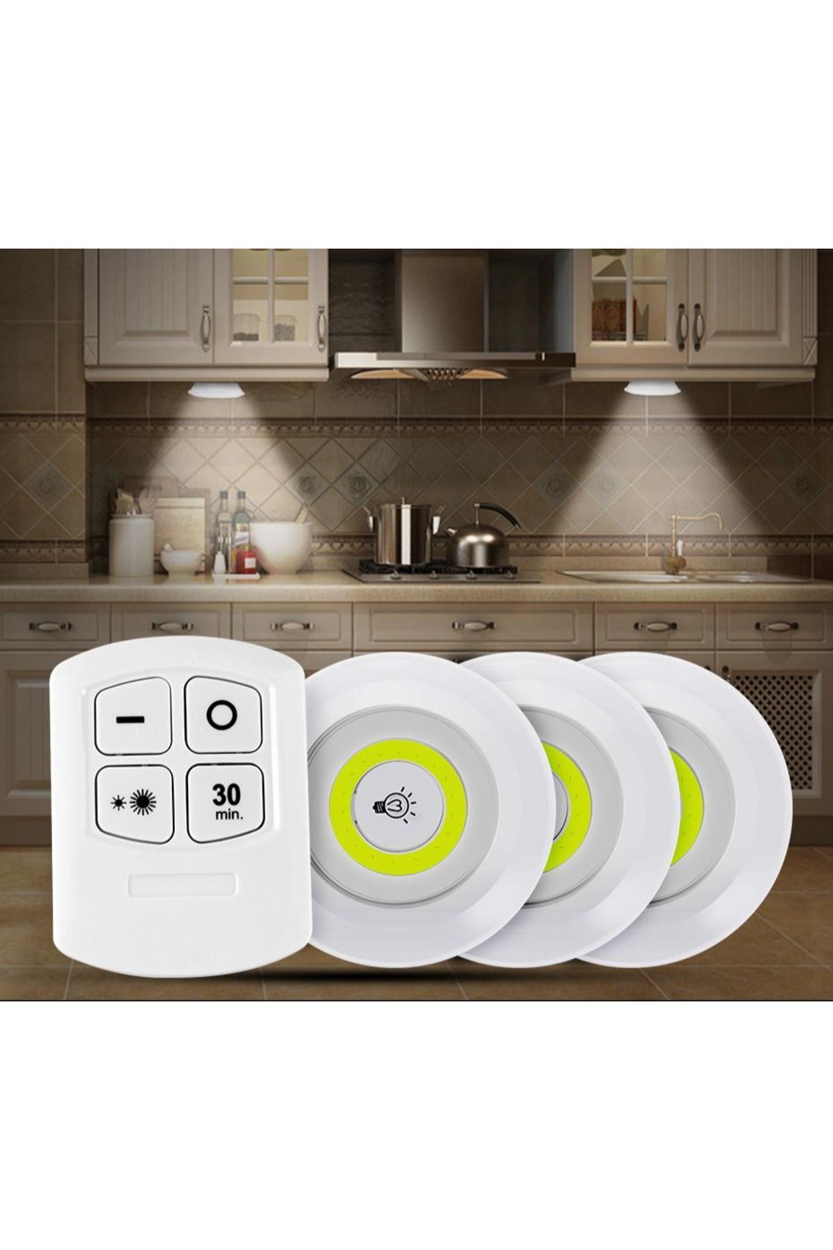 gizmurstore Uzaktan Kumandalı Yapışkanlı Kablosuz Pilli LED 3’lü (4767) - GMS9108-3588
