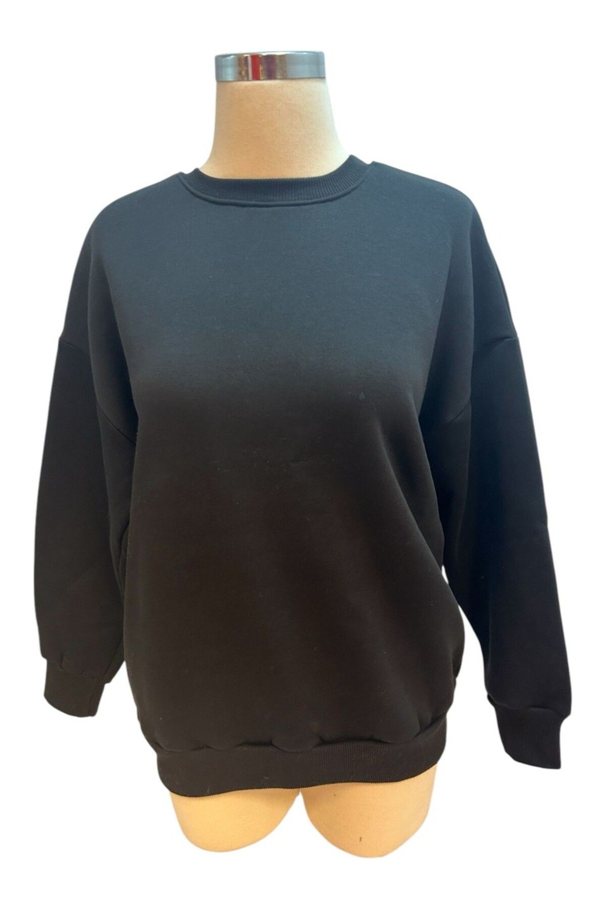 Avcıoğlu Giyim Avcıoğlu Yuvarlak Yaka Oversize Siyah 3 Ip Sweatshirt