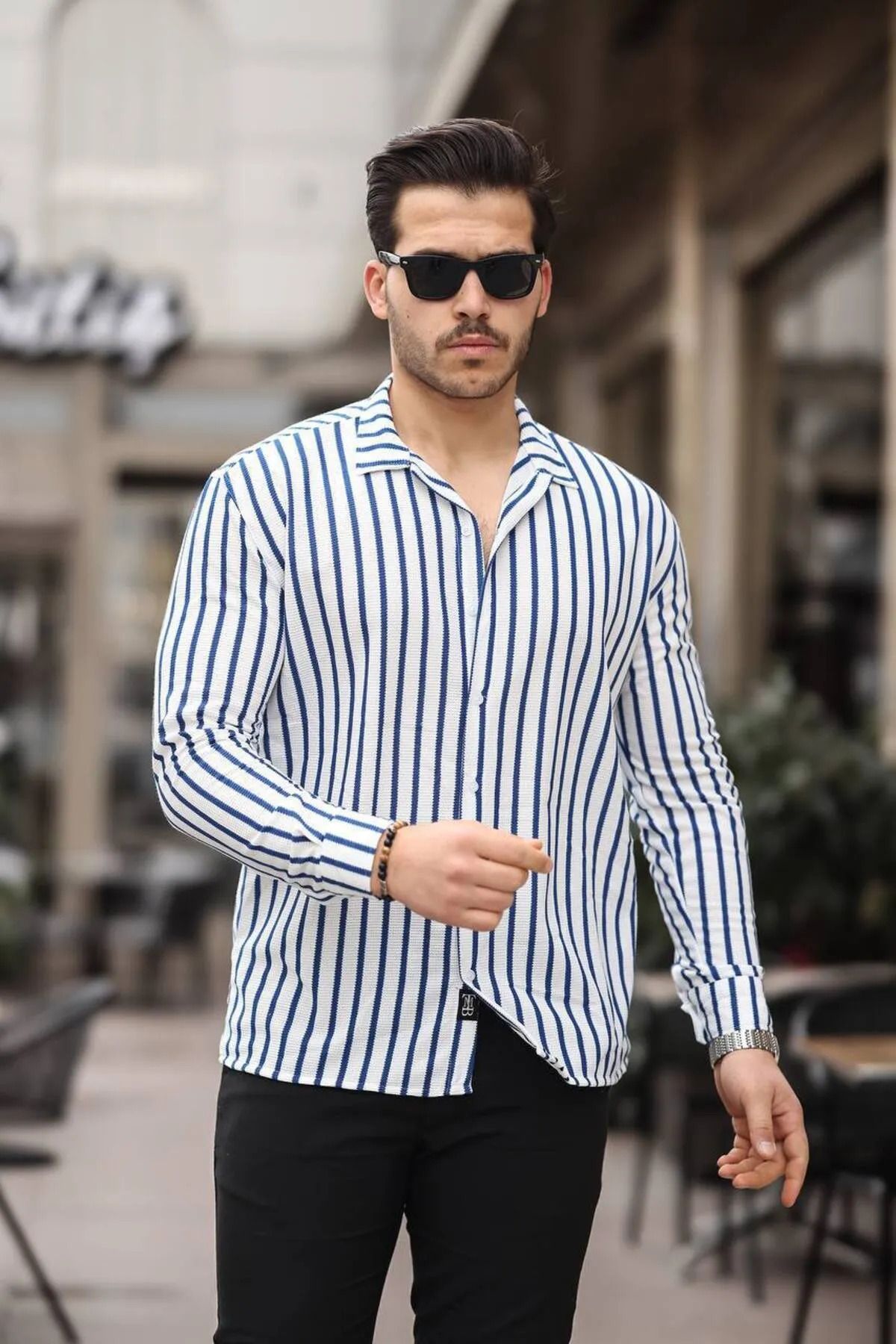 Tex Republic Erkek Uzun Kol Çizgili Waffle Gömlek