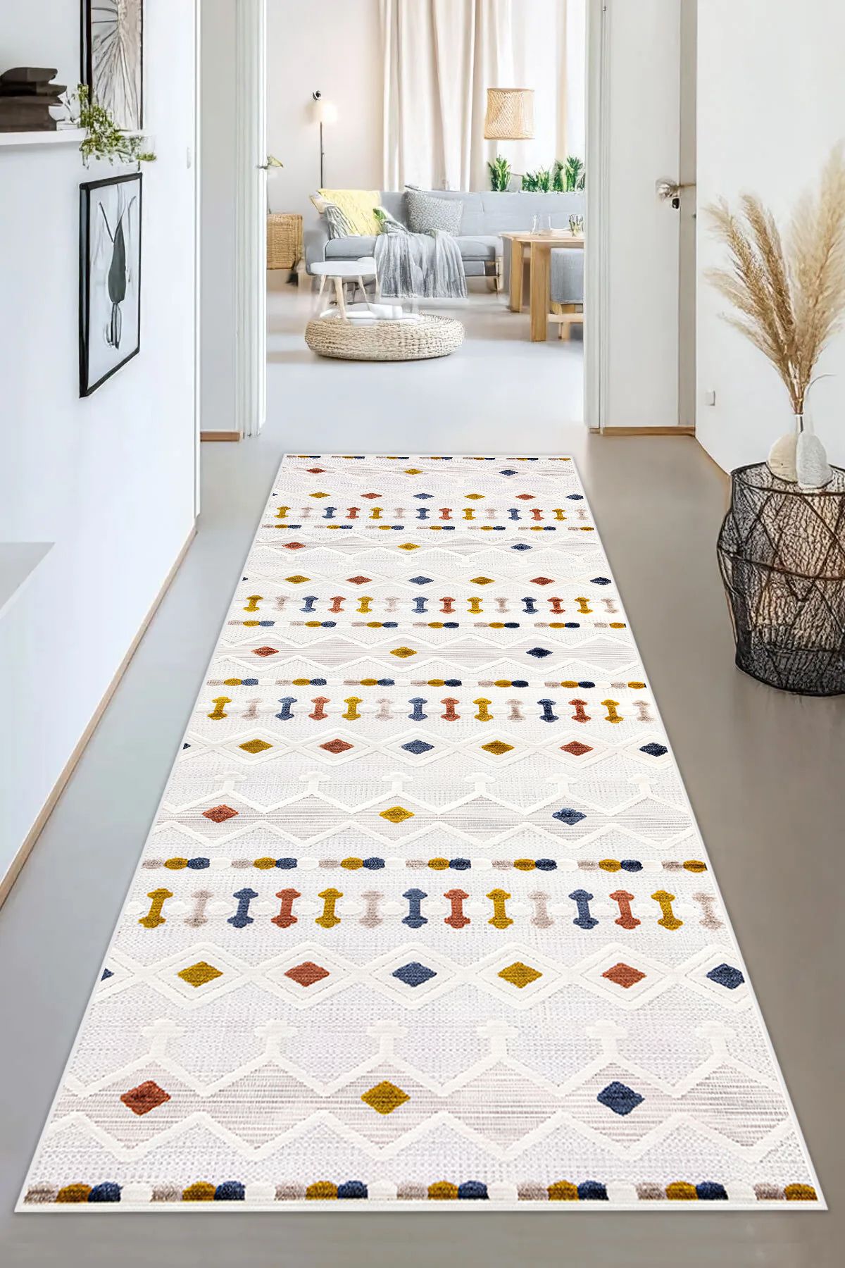 LTS HOME Dijital BASKILI Renkli Kaymaz Taban Yıkanabilir Modern Mutfak Halısı Salon Halısı Yolluk