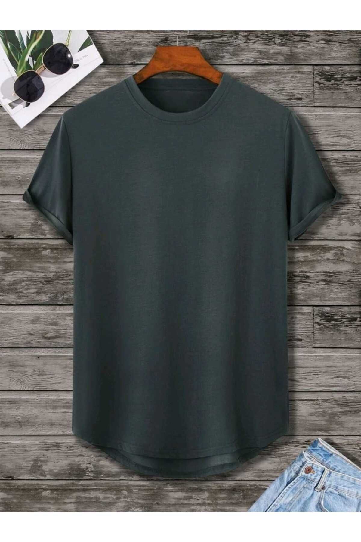 FAVORİST Düz Baskısız Oval Etek Pamuklu Yazlık Unisex Tshirt