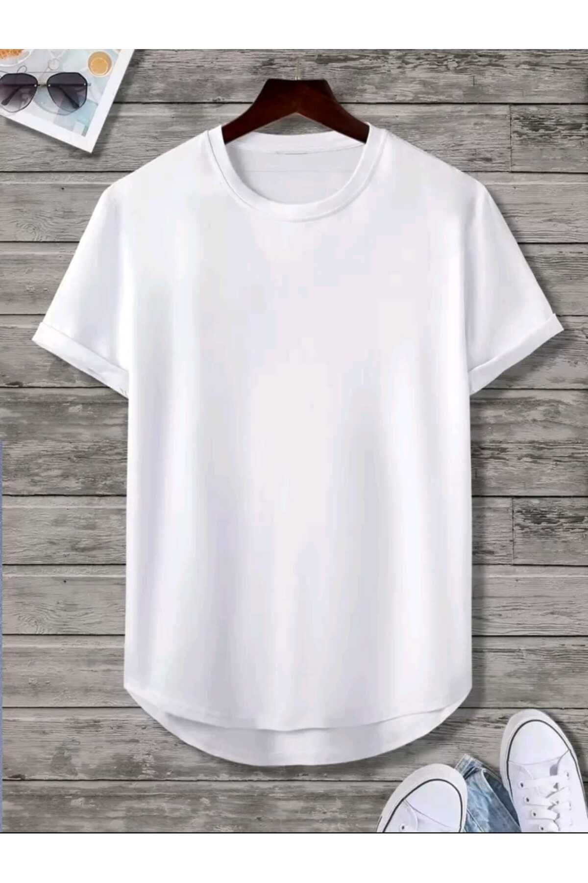 FAVORİST Düz Baskısız Oval Etek Pamuklu Yazlık Unisex Tshirt