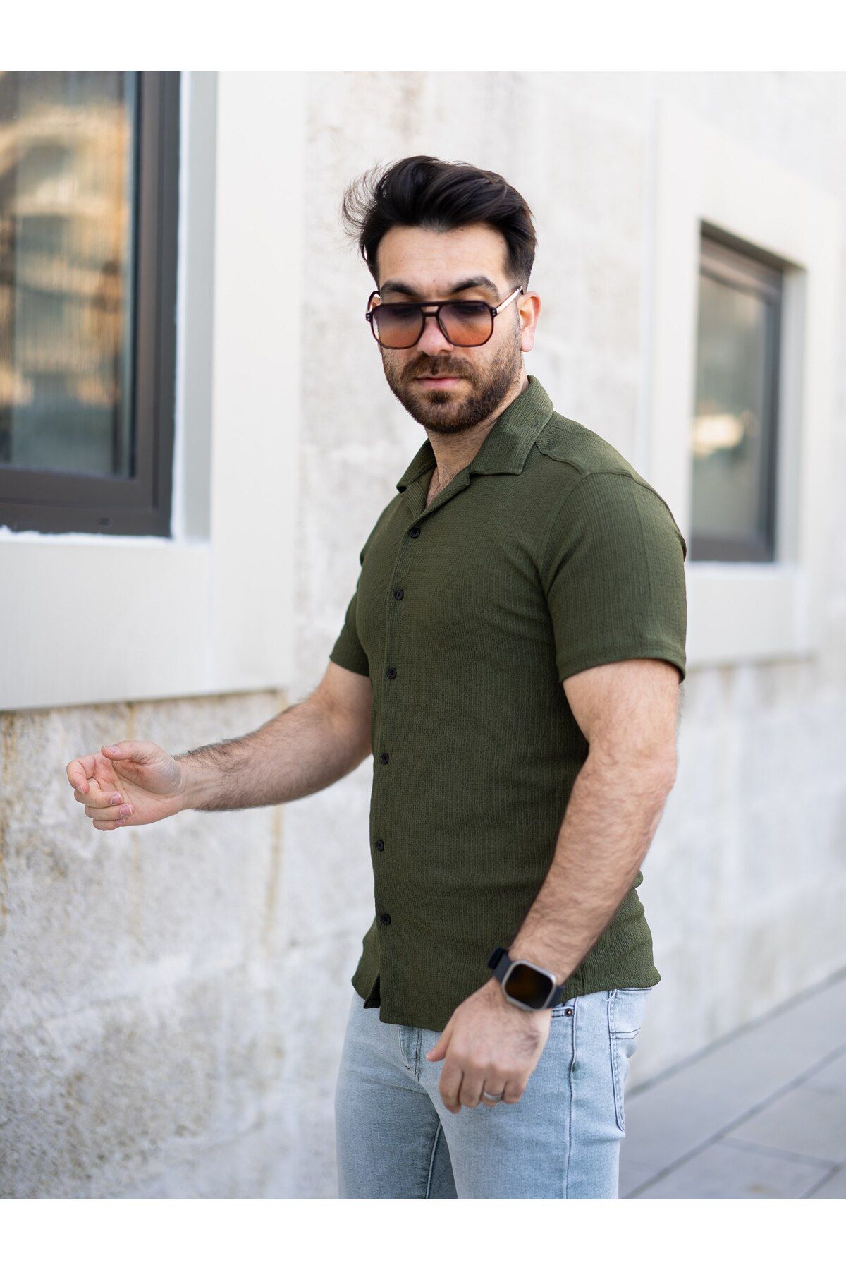 MODA GOFRE BÜRÜMCÜK KISA KOL GÖMLEK