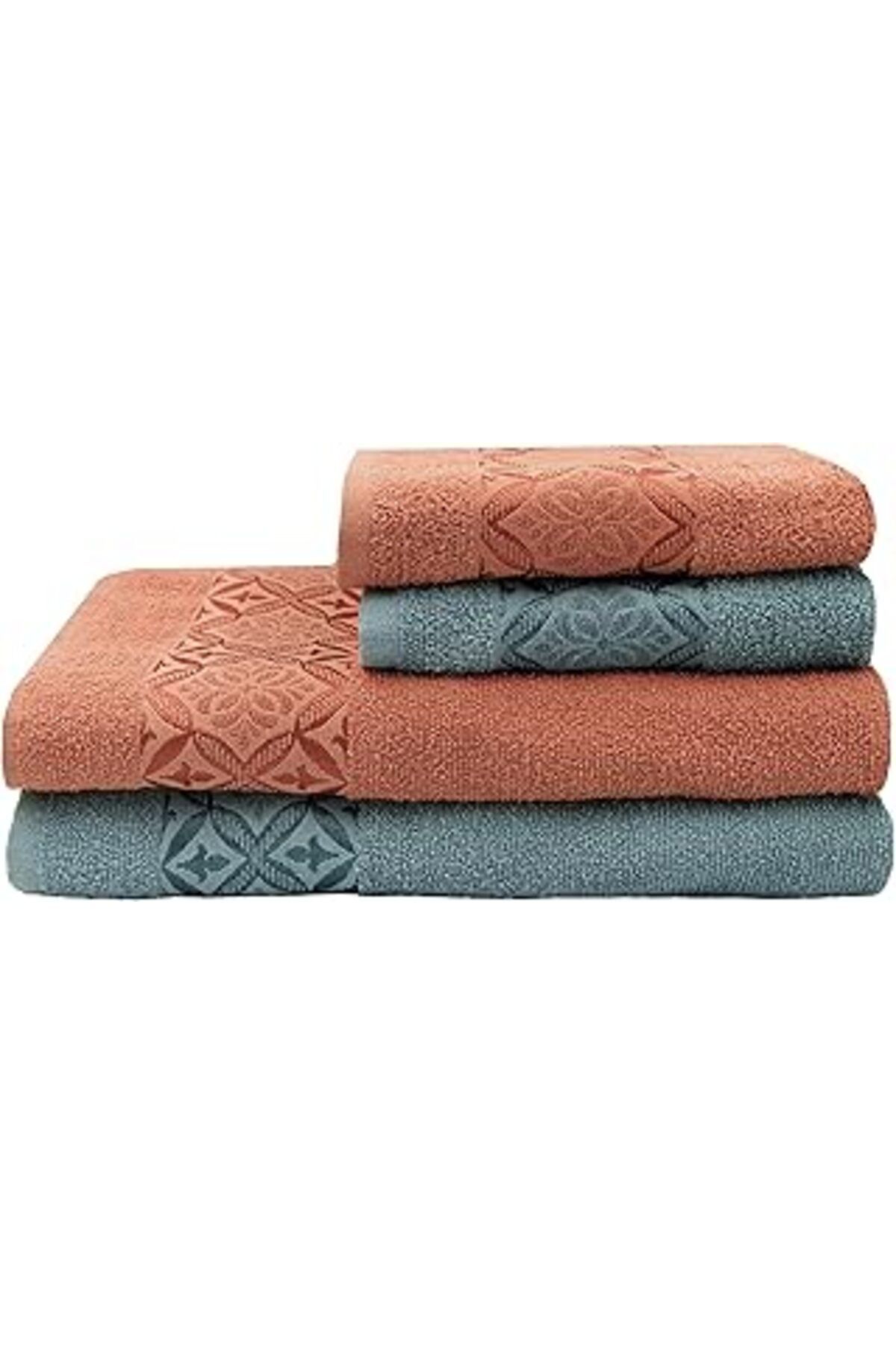 Mu Art Lunox Home Çift Renk Banyo Havlusu, 4'Lü Paket 2 Parça (70X140),2 Parça (50X80) Yumuşak Ve Emici, K