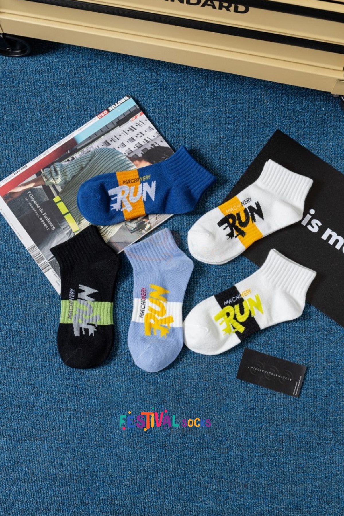 Festival Socks 5 Çift Erkek Sport Patik Run Yazılı Çorap (Terletmez)