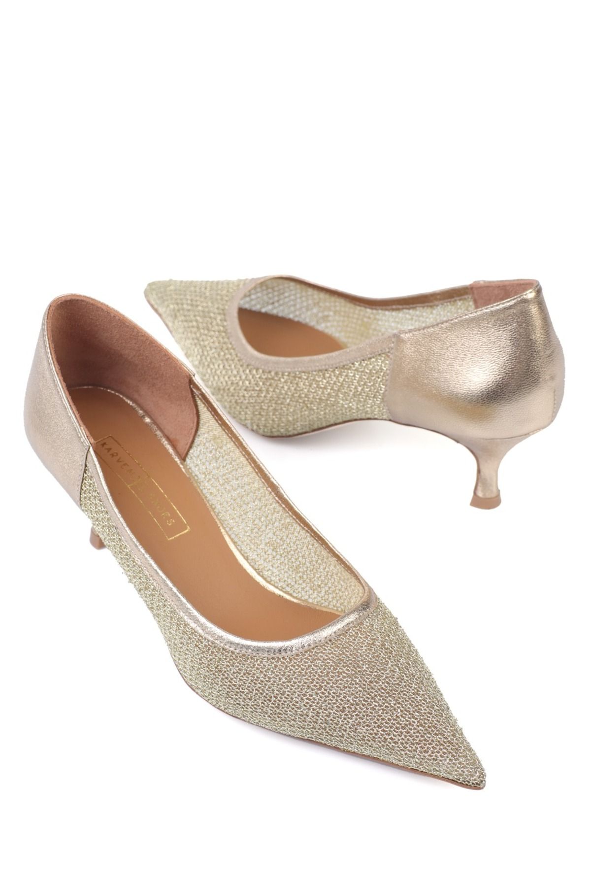 KARVENSHOES HAKİKİ DERİ FİLE DORE RENK STİLETTO 285
