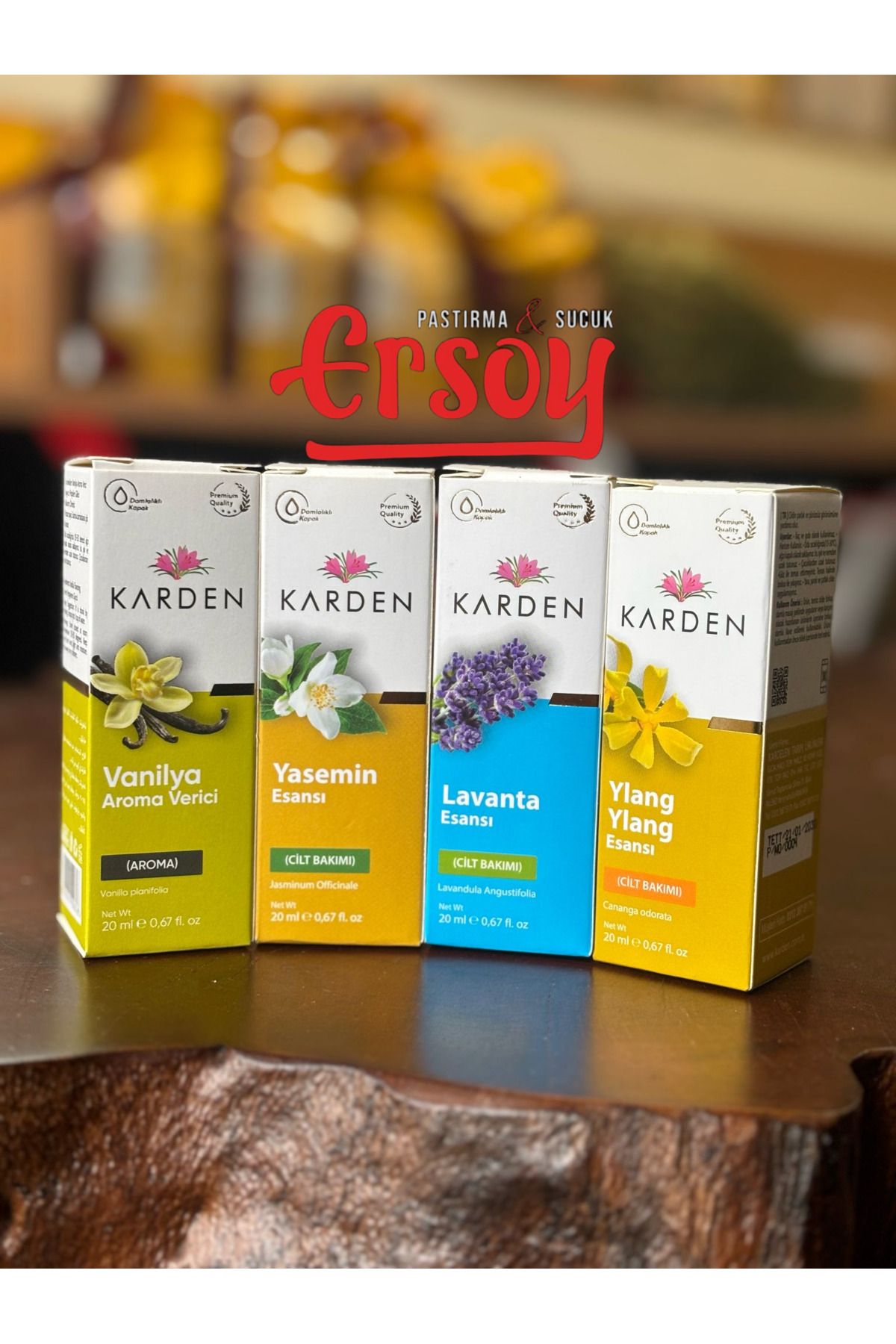 Karden Vanilya, Yasemin, Lavanta & Ylang Ylang – 4'lü Aroma & Cilt Bakım Esansı 🌿