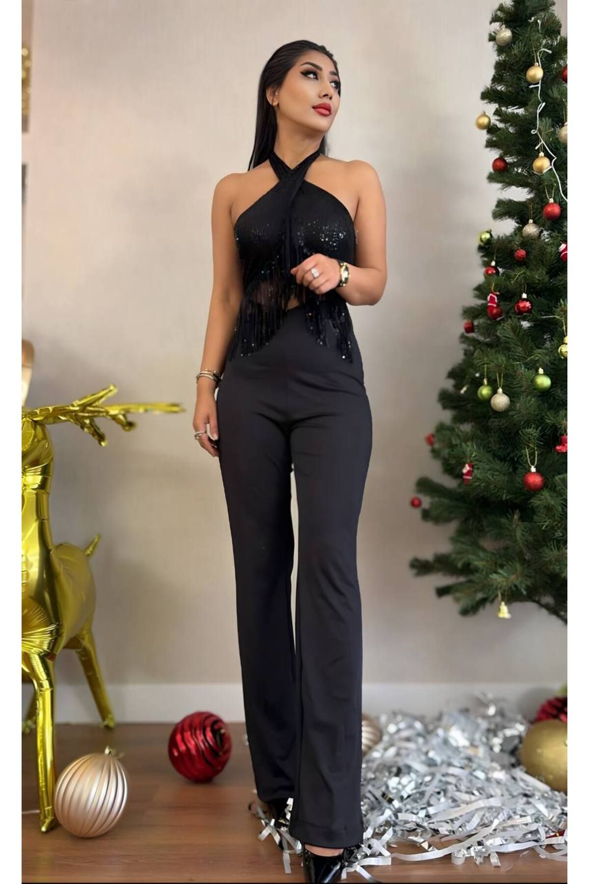 Gülşen Gök Butik Pul Payet Püskül Detay Tulum
