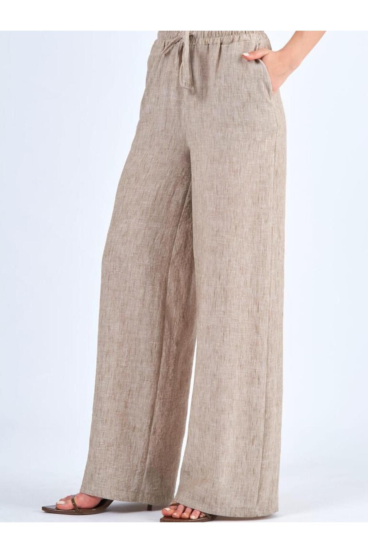 Lefon Kadın Beli Lastikli Regular Fit Pantolon 031464