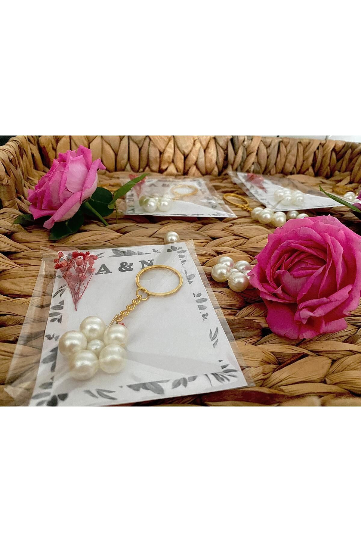 Sude Design 10 adet inci çiçek modelli anahtarlık#söz#hediye#bebek#nişan