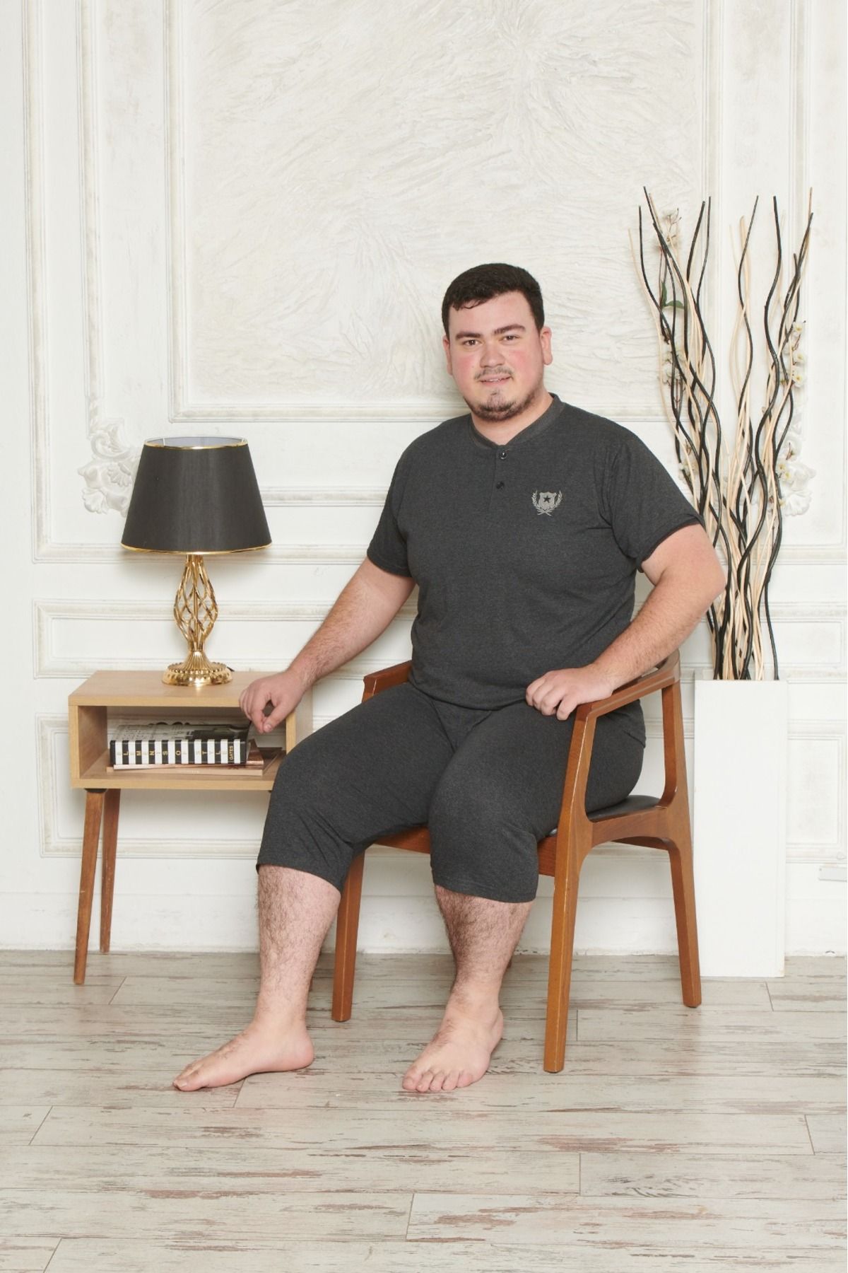 Pyjama Familya Erkek Büyük Beden Kapri Kısa Kollu Pijama Takımı