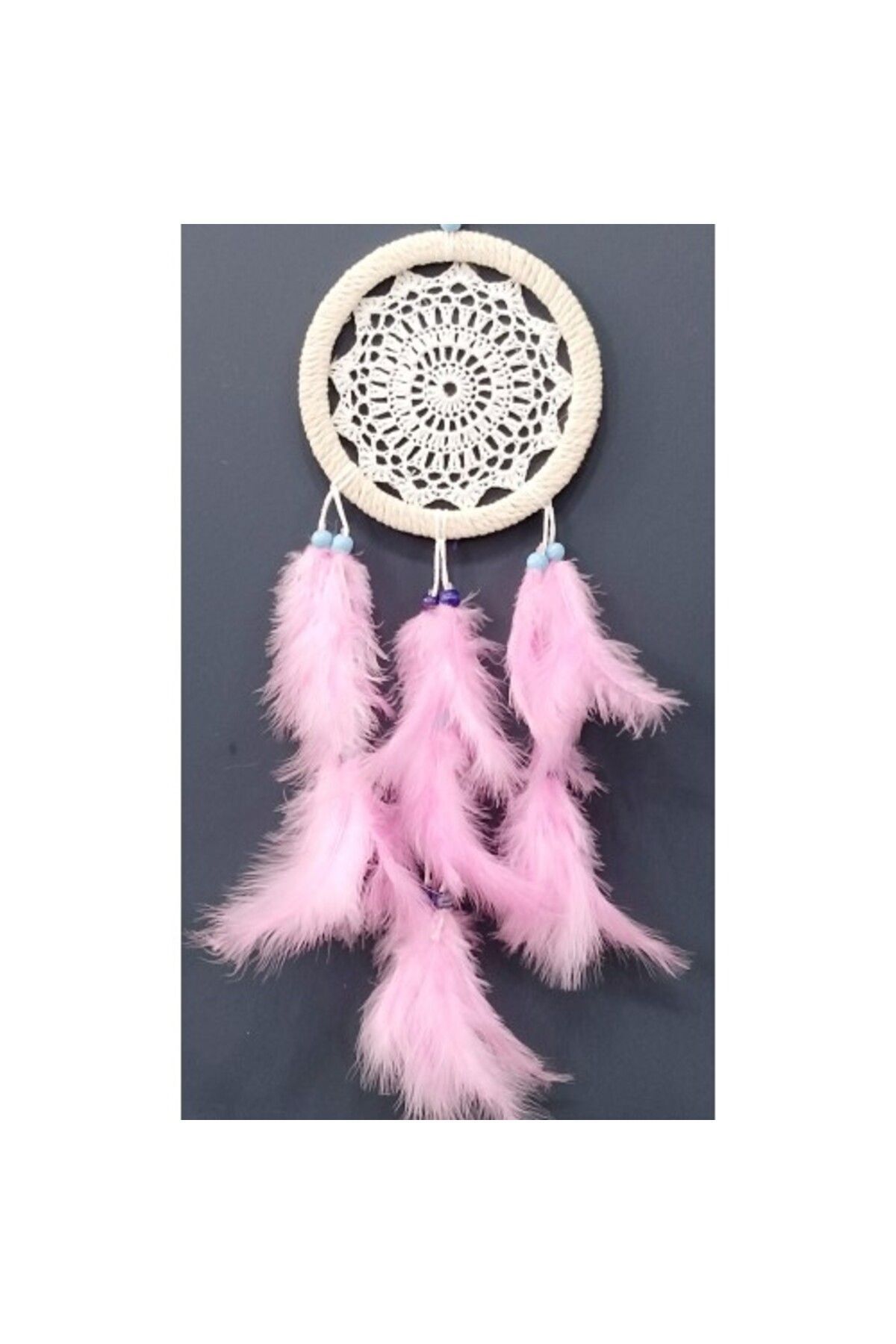 Shop58 Pembe Kuş Tüylü Dream Catcher El Yapımı Rüya Kapanı Duvar Süsü