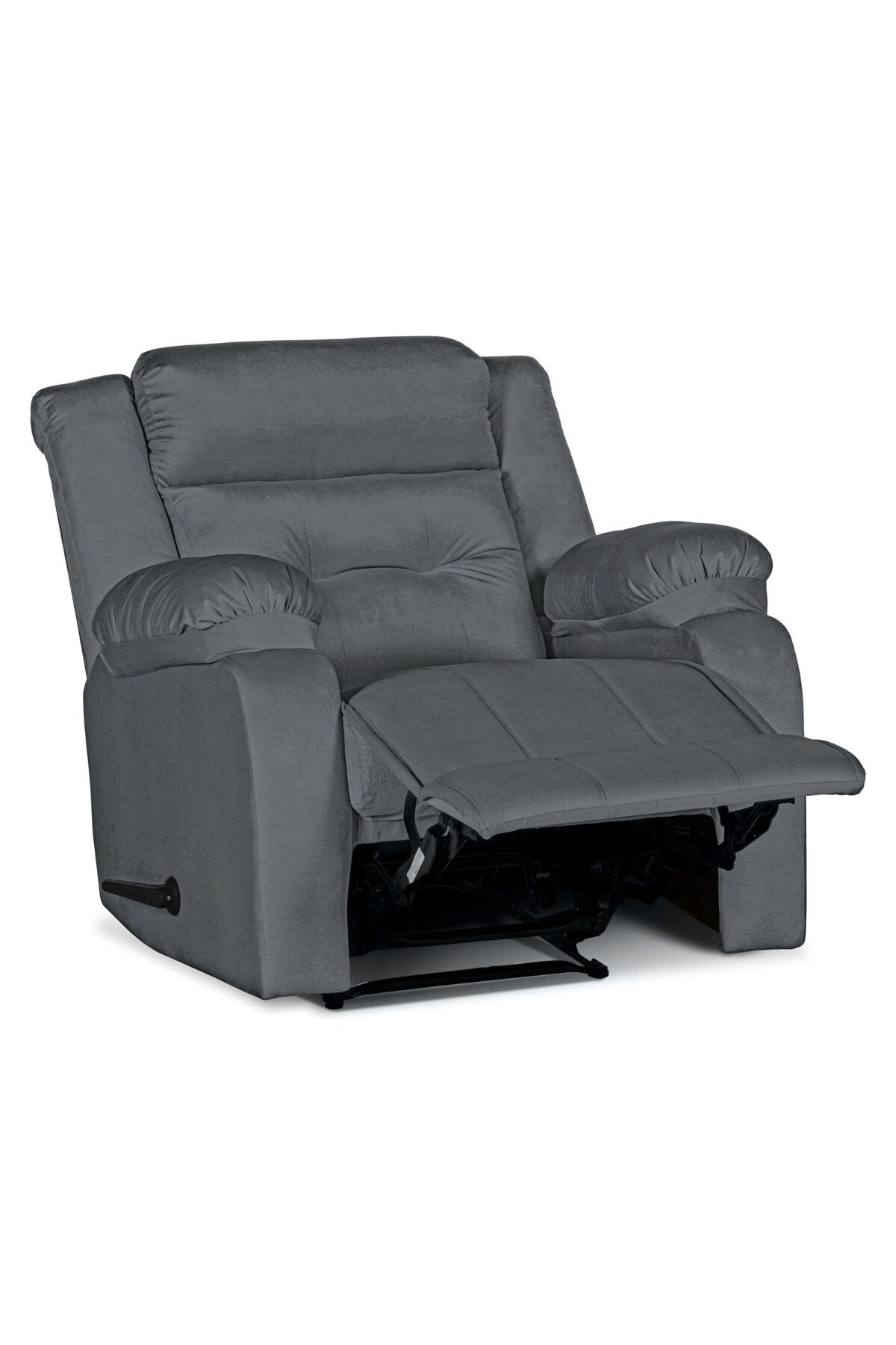 Lazy Vibes-MNZ3 | Velvet Rocking & Rotating Recliner Chair - Grey Lazy Vibes 5