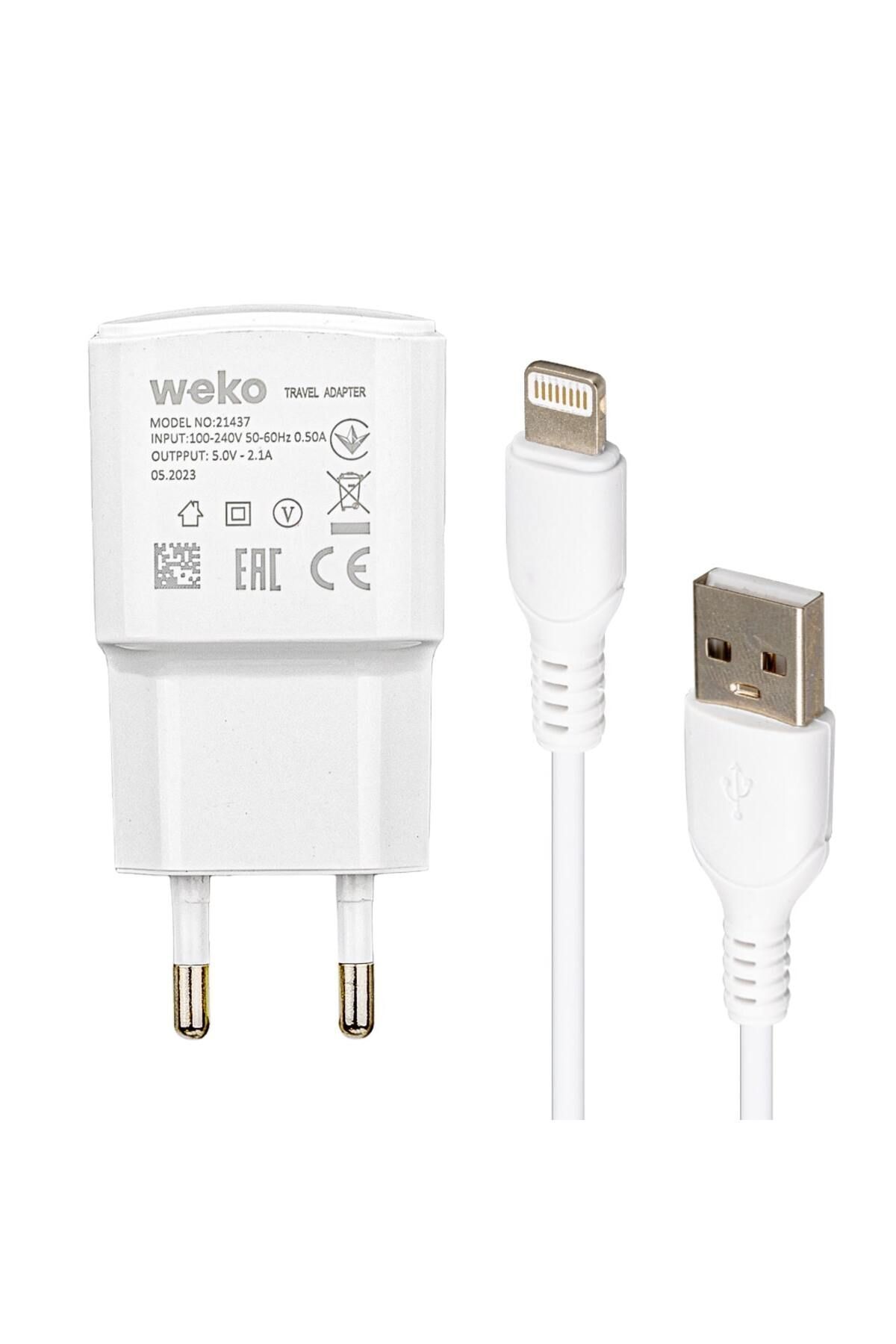Shop58 WK-21437 IP 2.1 AMPER ŞARJ BAŞLIK ADAPTÖRÜ + LIGHTNING KABLO (NO:3) (4172)