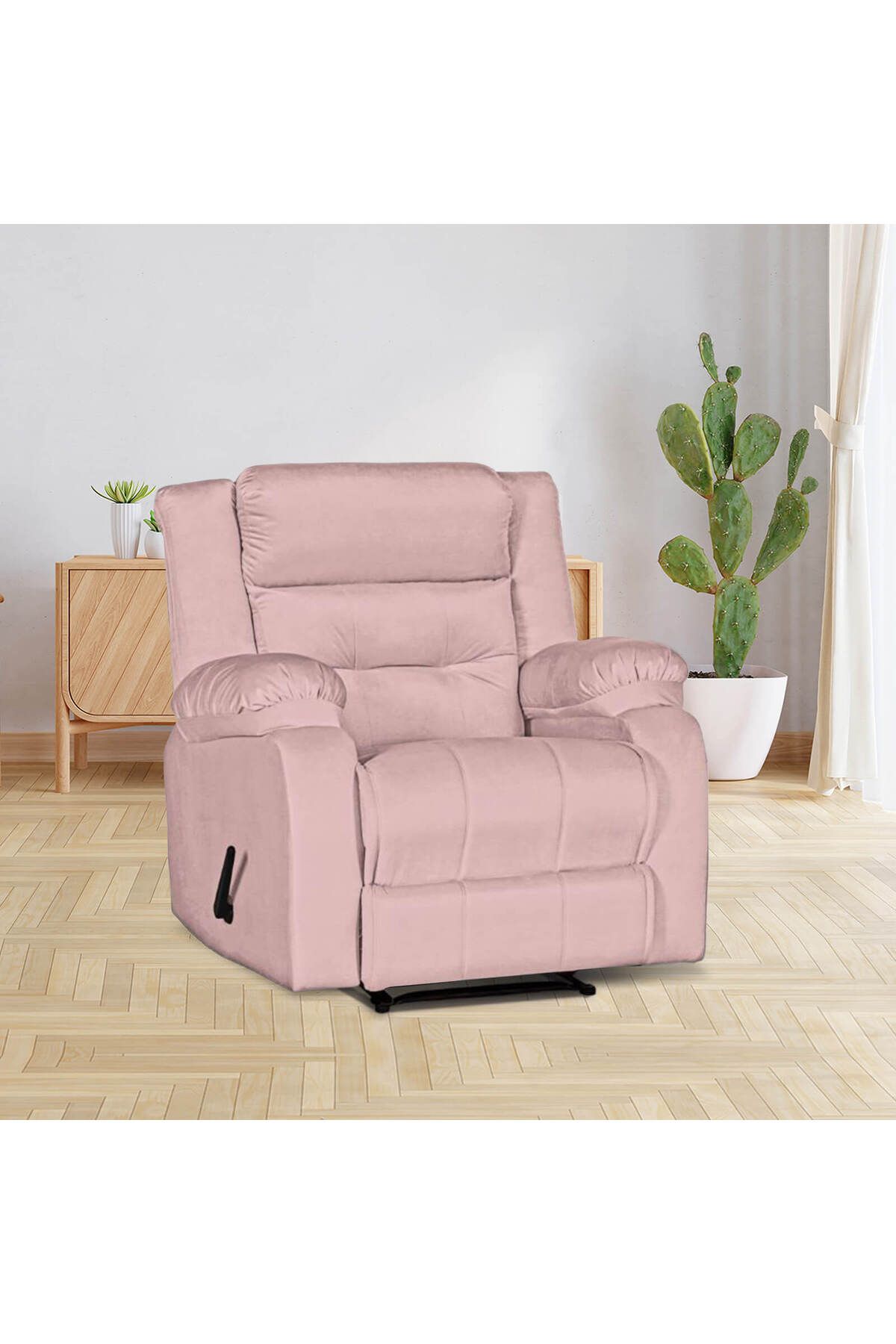 Lazy Vibes-MNZ3 | Velvet Rocking & Rotating Recliner Chair - Light Pink Lazy Vibes 1