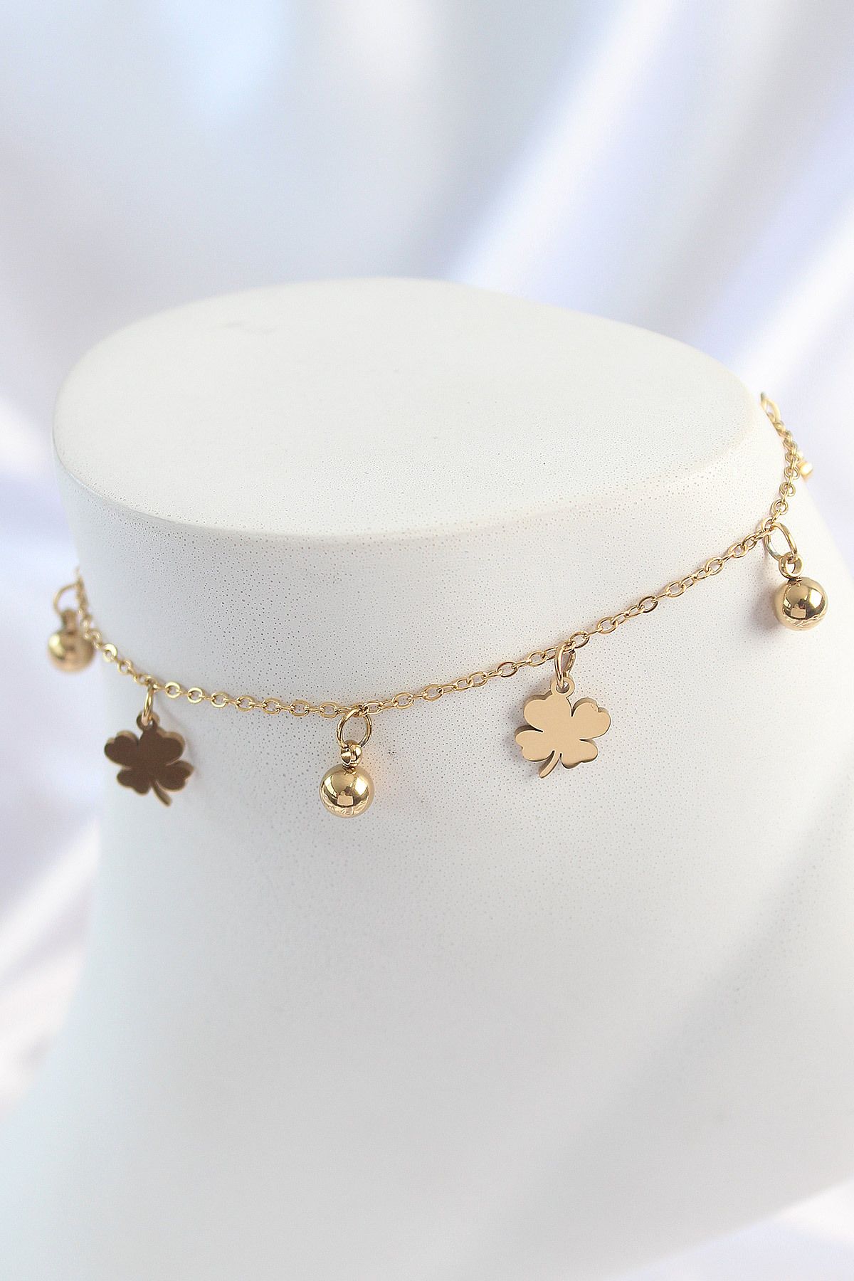 callerrons accessories Gold Renk Sallantı Topçuk Yonca Model Kadın Halhal - EBJ250412W32670