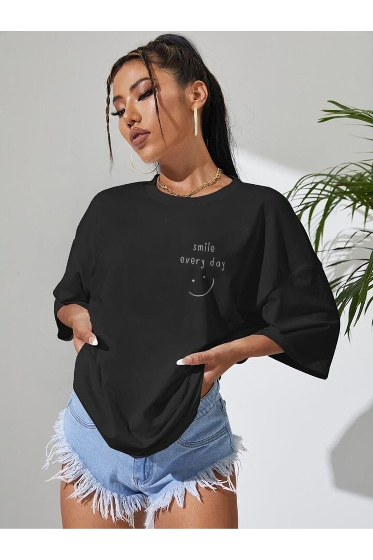 TekTarzz Unisex Smile Baskılı Tshirt