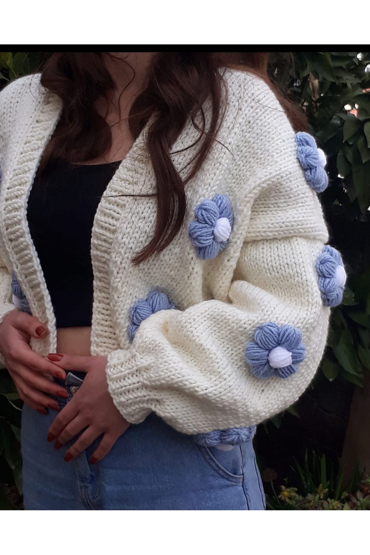 Butik ZA Handmade çiçek hırka