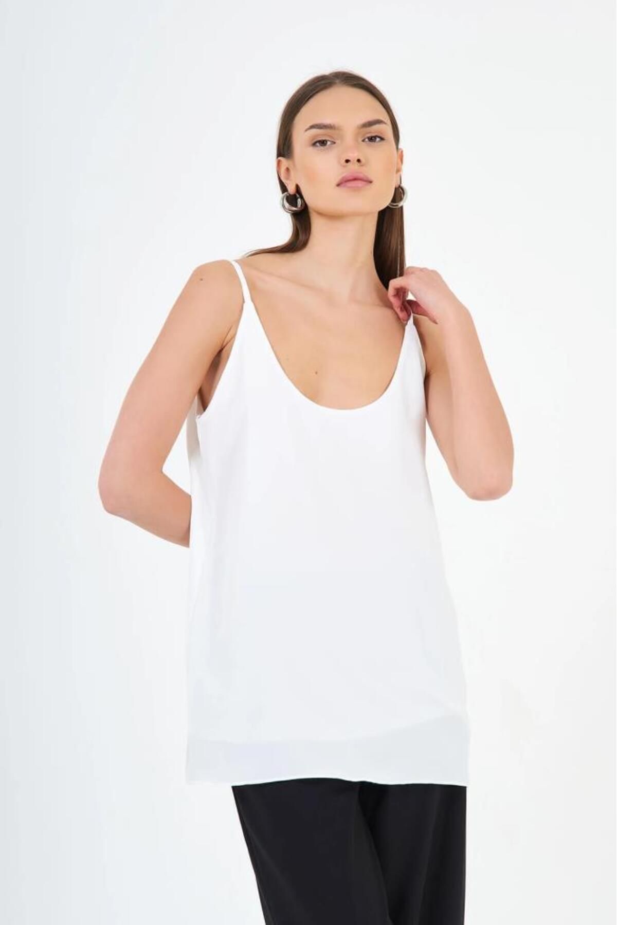 Lefon Kadın İnce Askılı Regular Fit Bluz 060127