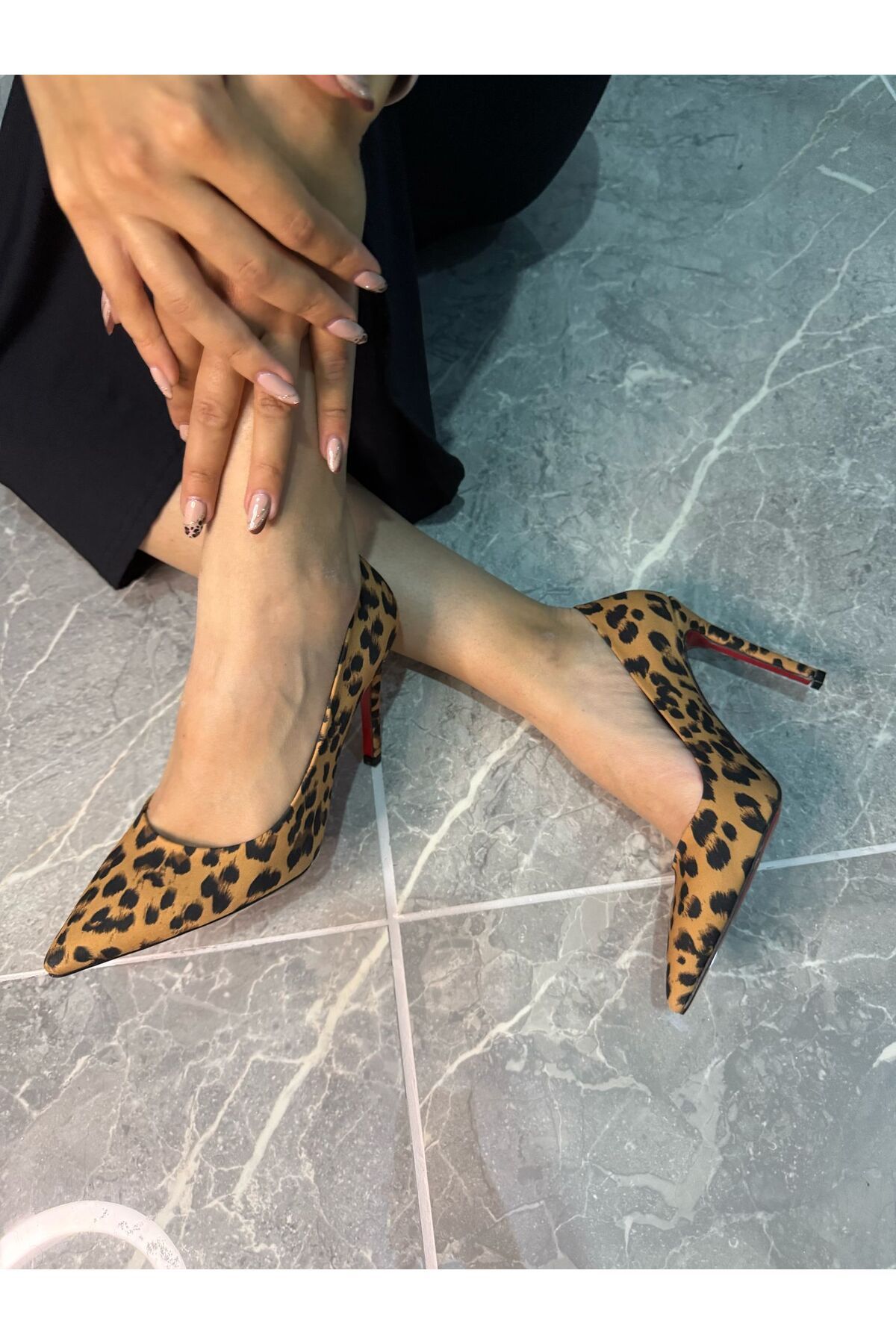 defile ayakkabi Kadın Leopar Topuklu Ayakkabı