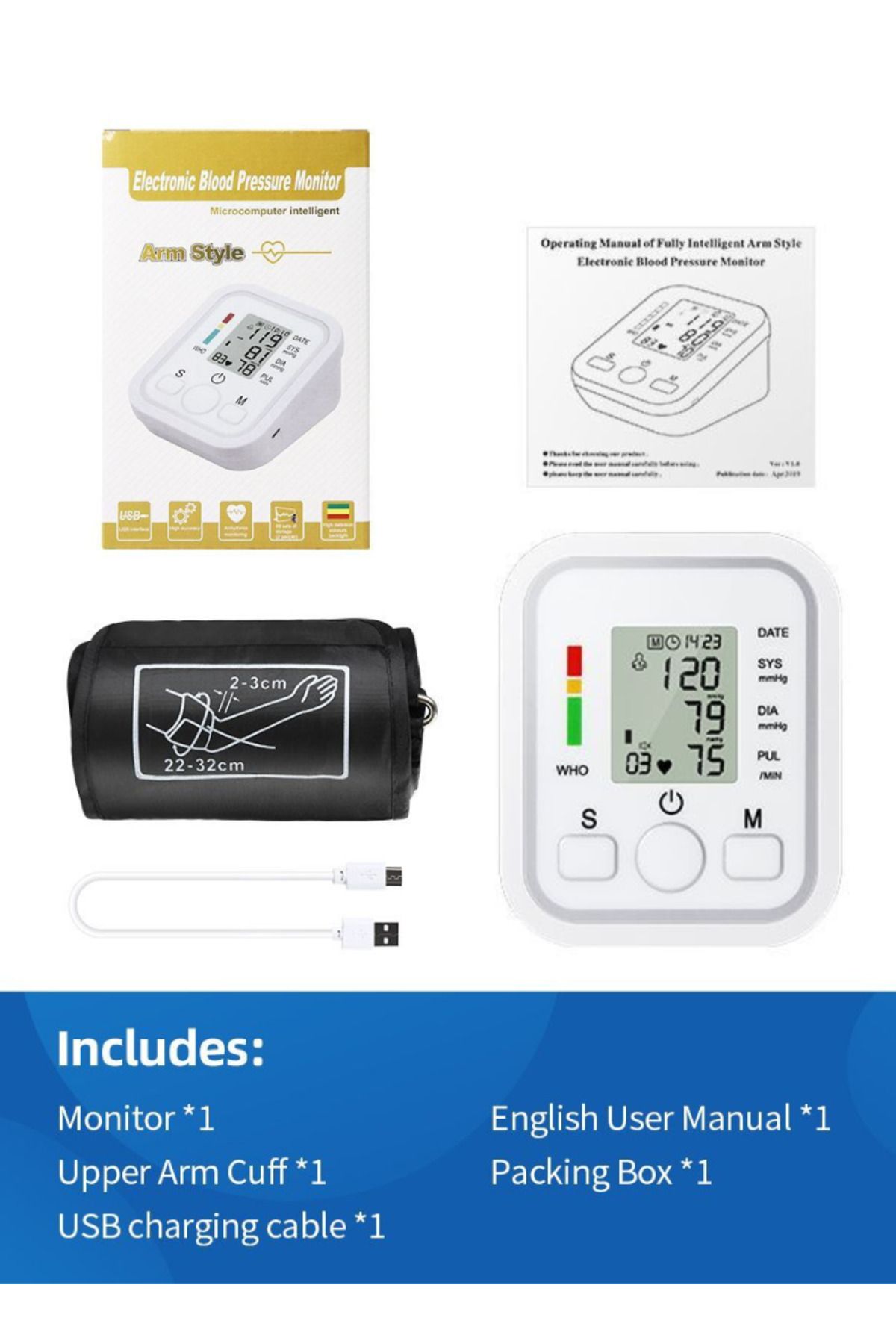 Arm Style-Automatic Blood Pressure Monitor | Lcd Display & Voice Function 5