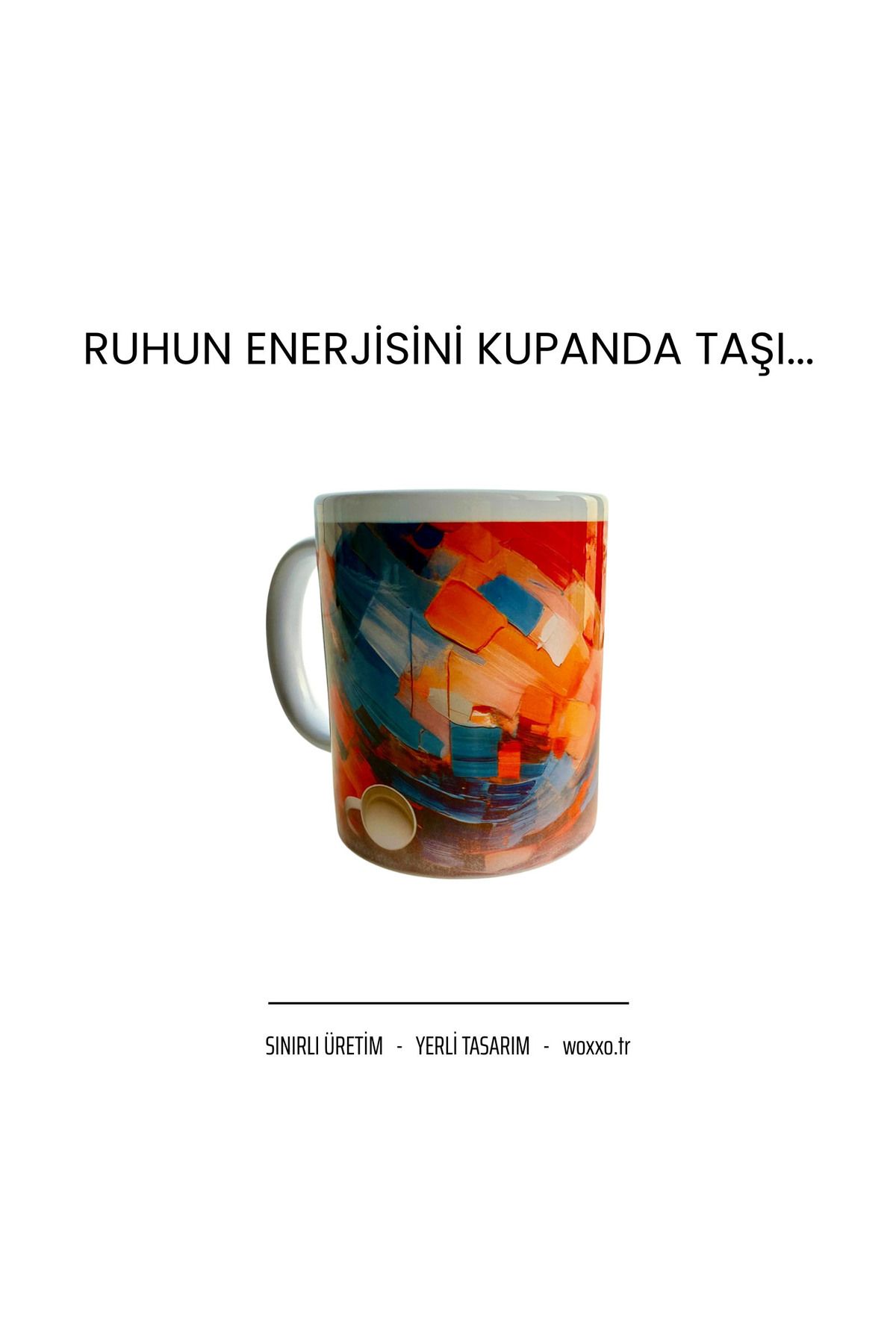 woxxo Soyut Sanat Desenli Renkli Kupa