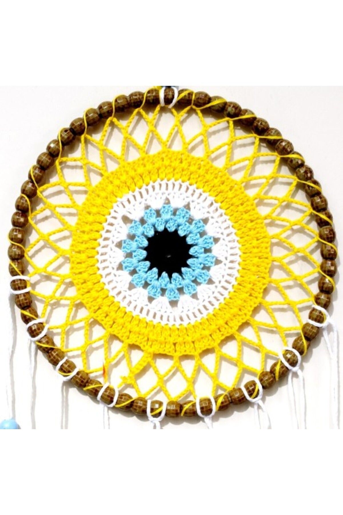 Shop58 Nazar Boncuğu Motifli Düş Kapanı El Yapımı Sarı Duvar Süsü