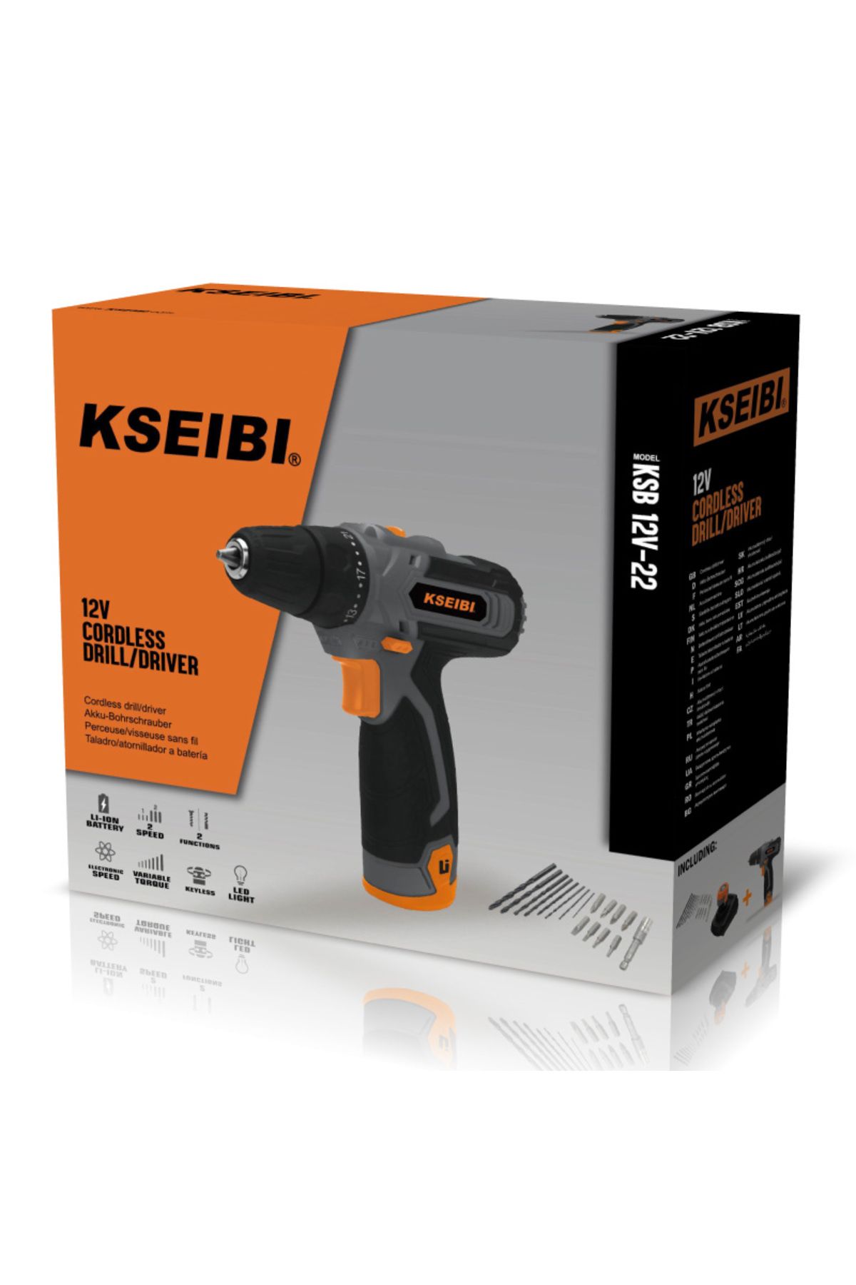 kseibi-مثقاب لاسلكي متغير السرعة 12 فولت مع شاحنين للبطارية وحقيبة تخزين ورؤوس مفكات براغي 1