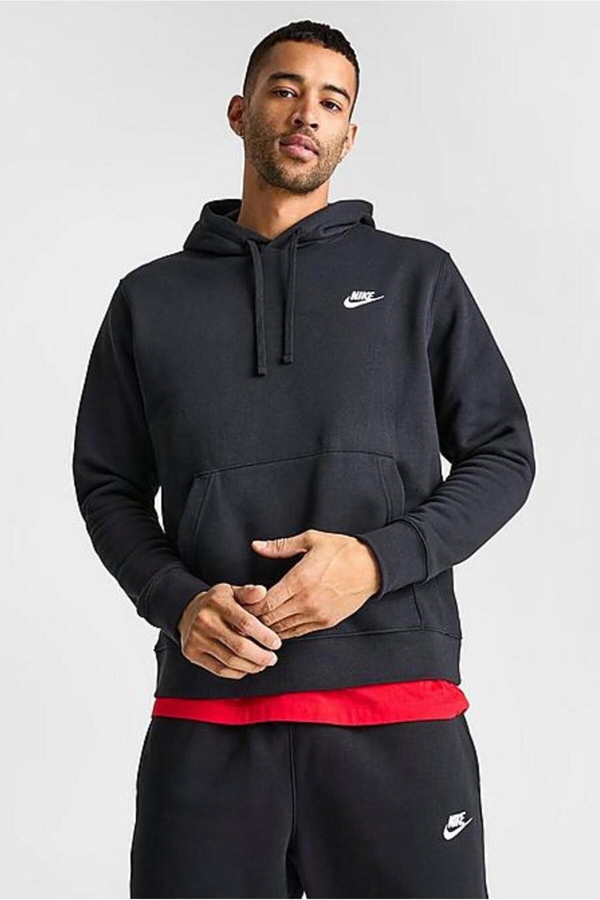 Nike Nsw Clup Hoodie Pull-Over Erkek Siyah Spor Sweatshrit