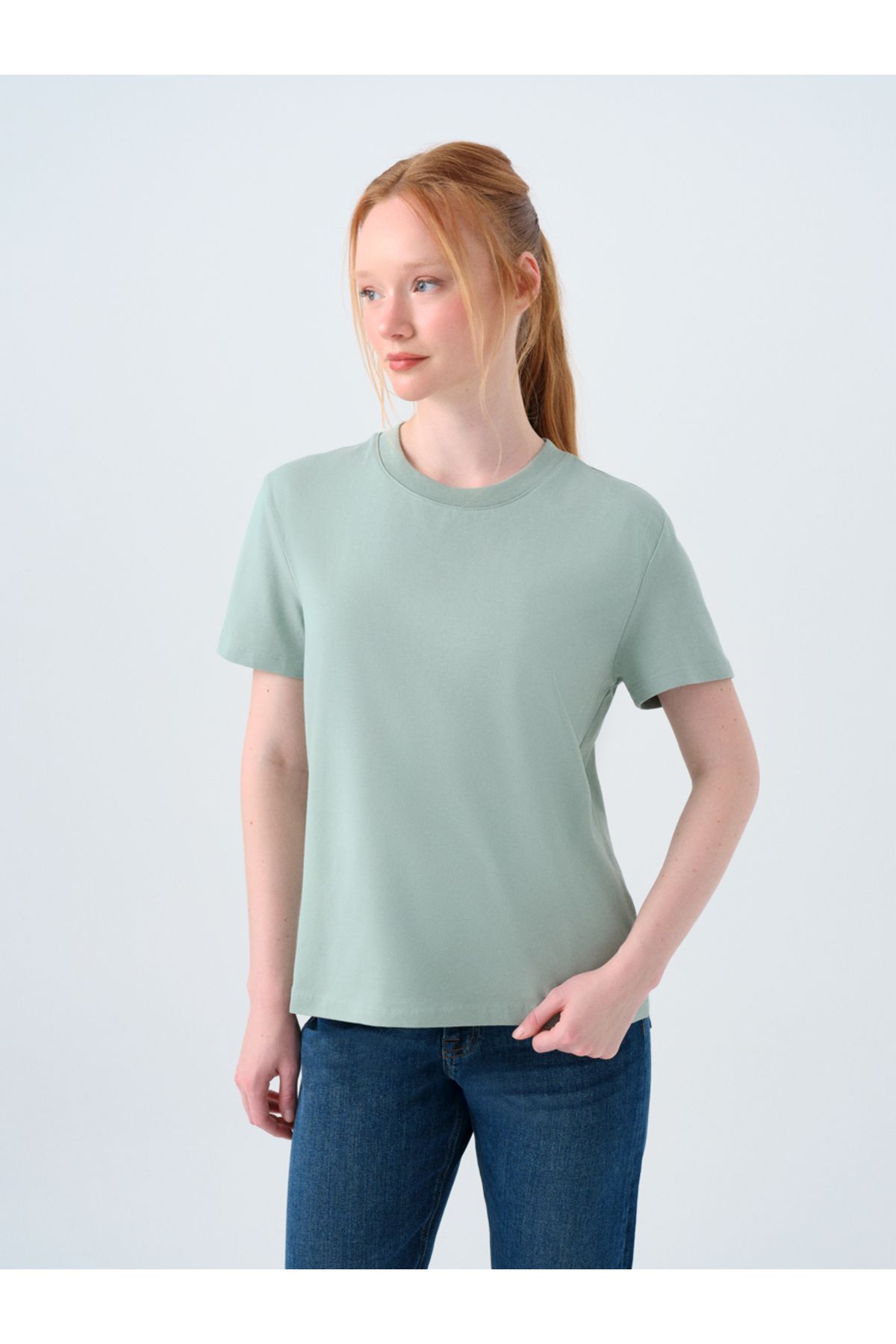 Loft LF2036285 Yeşil Kadın Bisiklet Yaka T-shirt