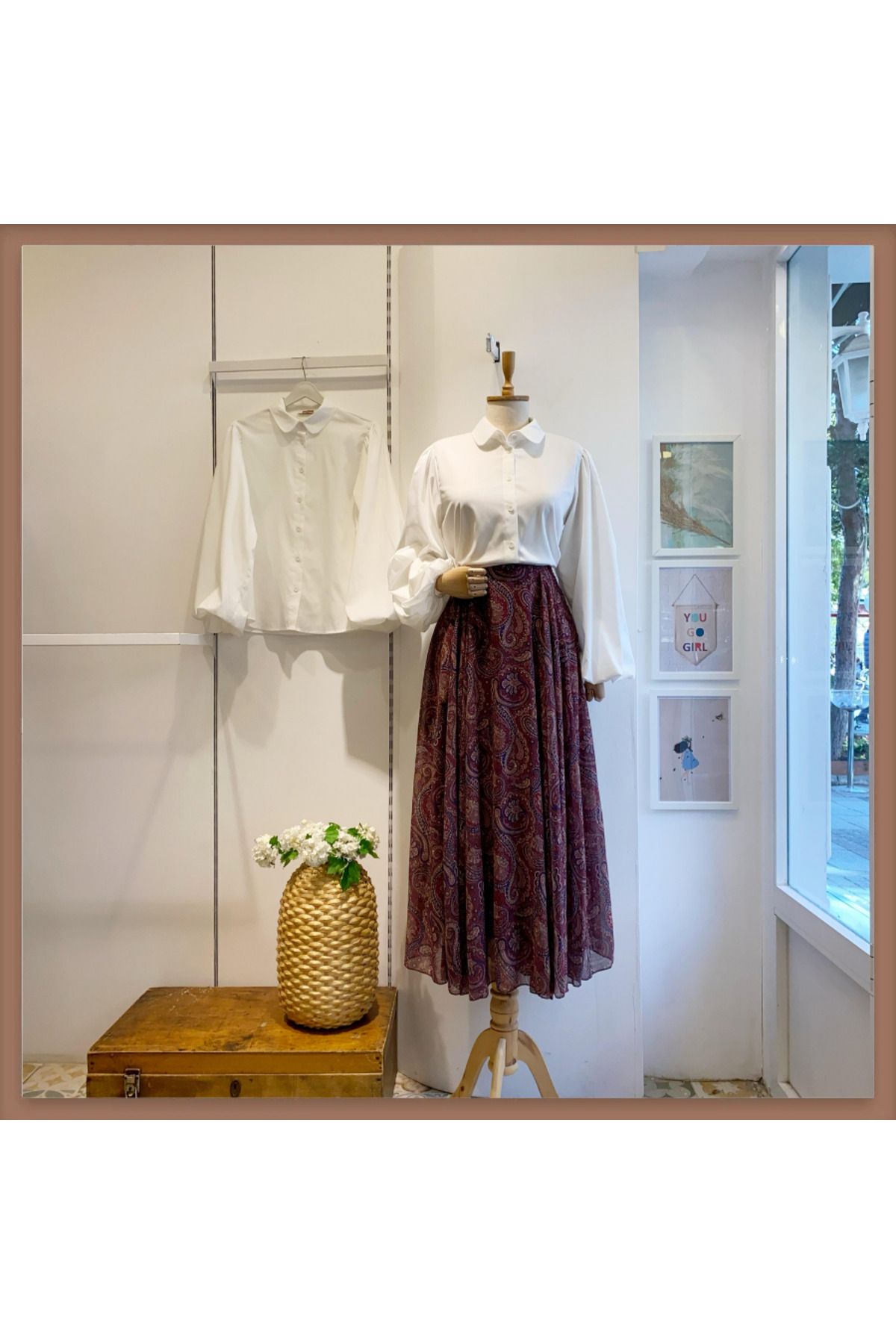 Faya Boutique Bordo Châle Şifon Etek