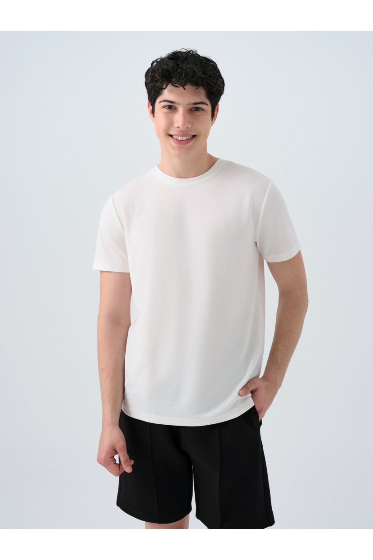Loft 2038850 Ekru Erkek Regular Fit Bisiklet Yaka T-shirt