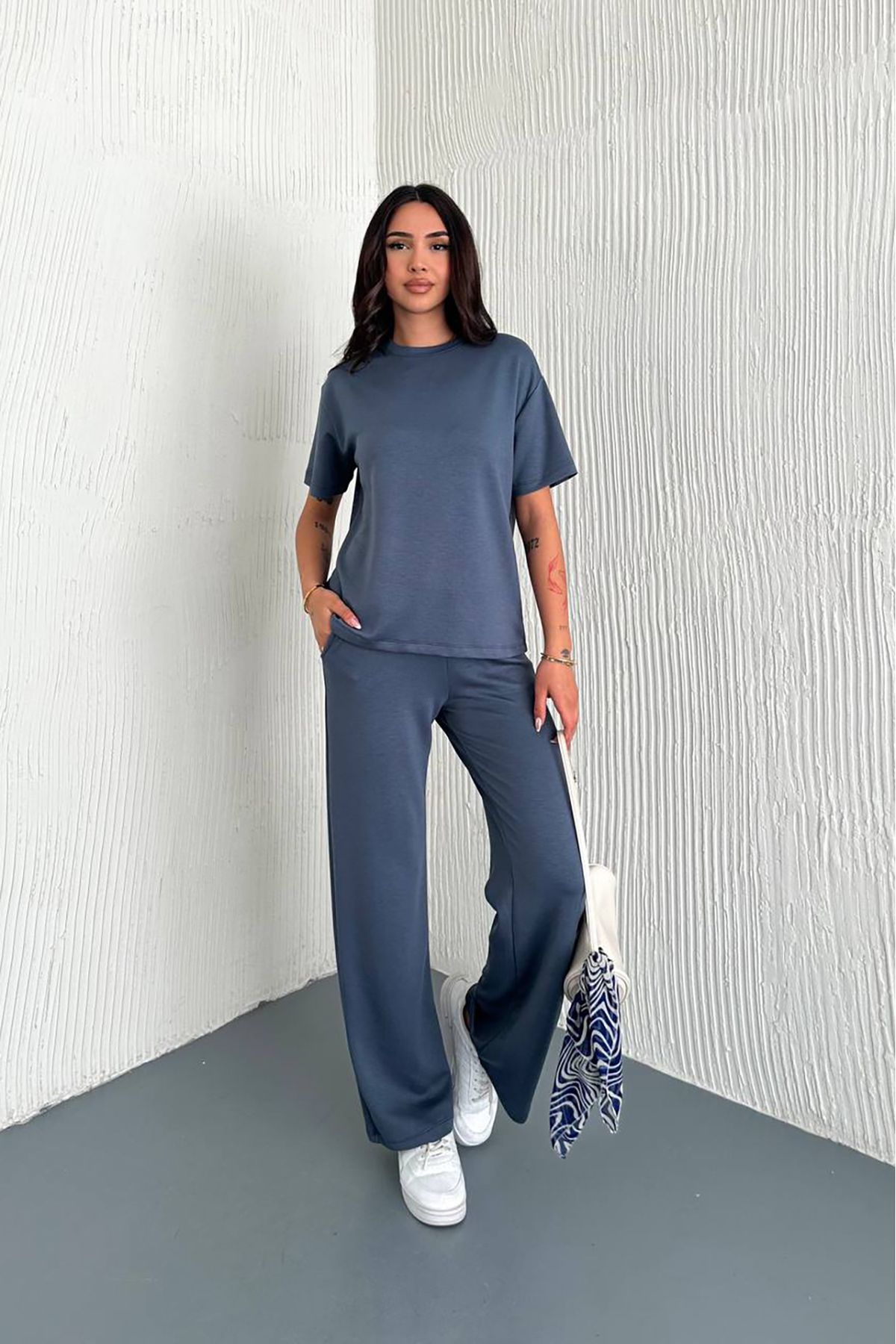 XXL BUTİK XXL Butik kadın pamuklu cep detaylı eşofman takımı X-NBTG005