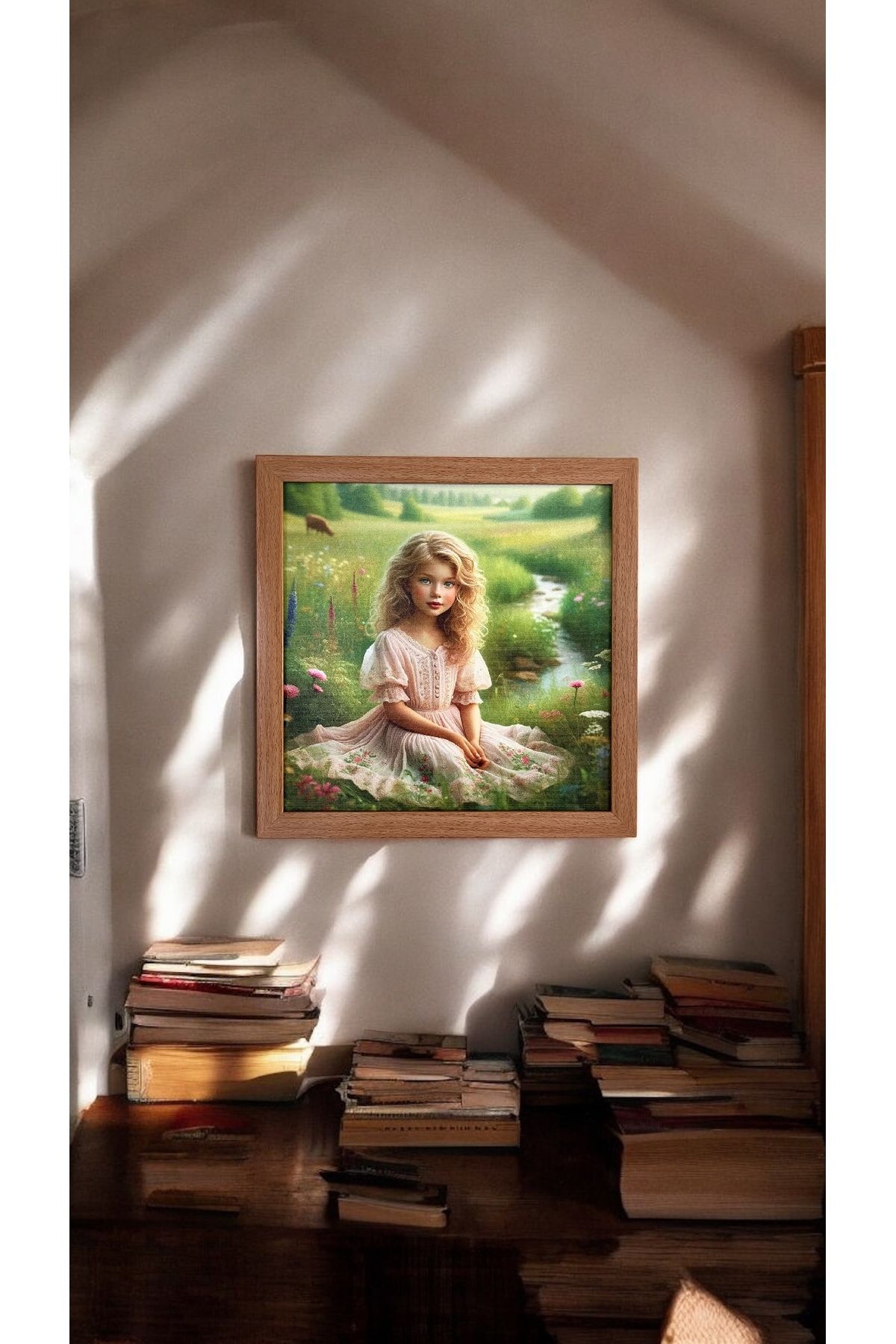 DüşlerÜlkesi Vintage kız resmi çerçeveli tablo
