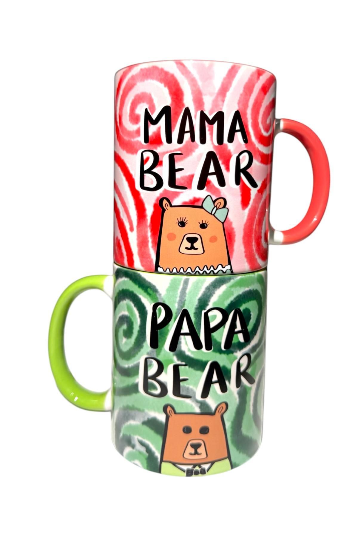 City Glow Mama Bear - Papa Bear - 2 Kupa - Hediyelik Kupa Bardak