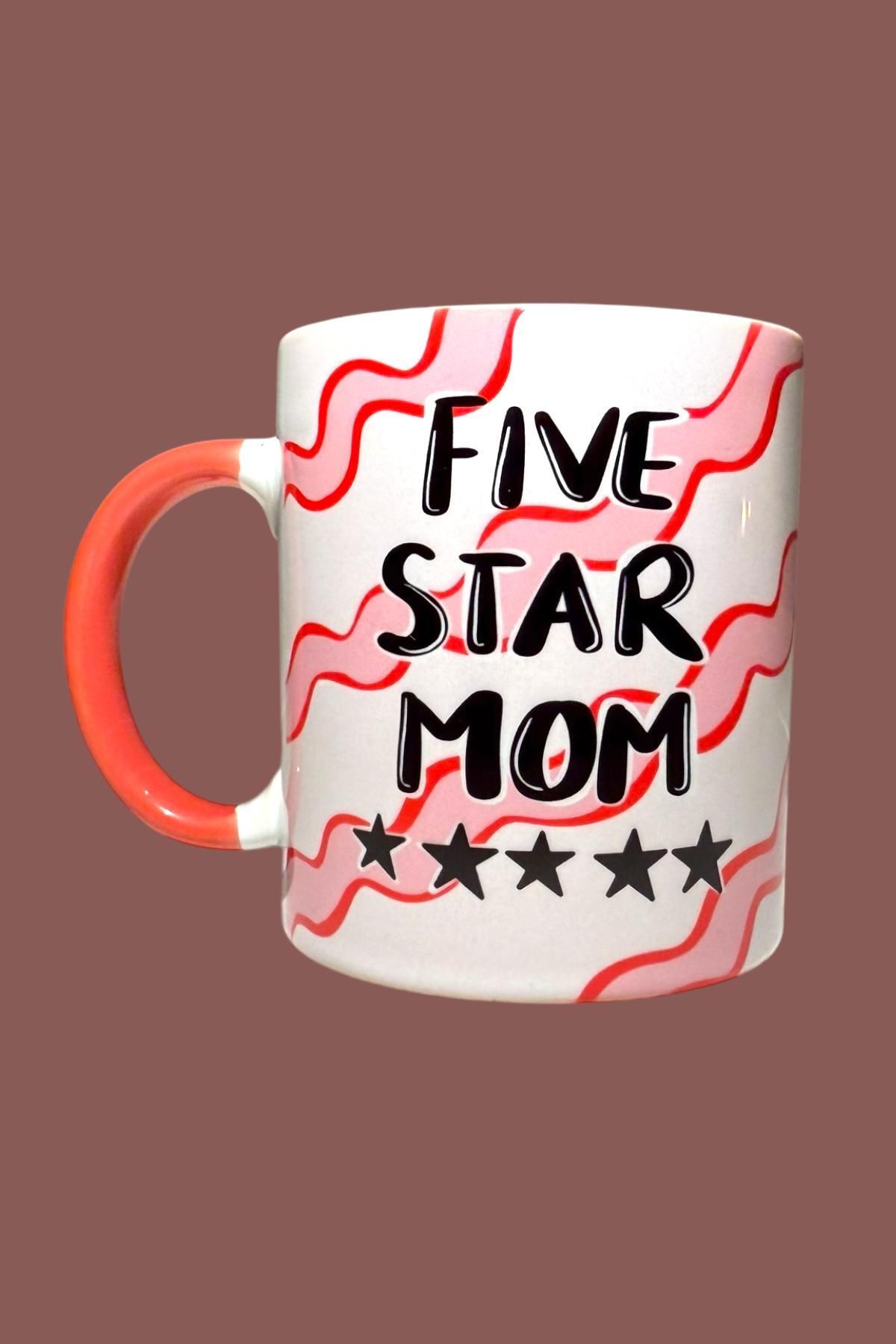 City Glow Five Star Mom - Anneler Günü- Hediyelik Kupa Bardak