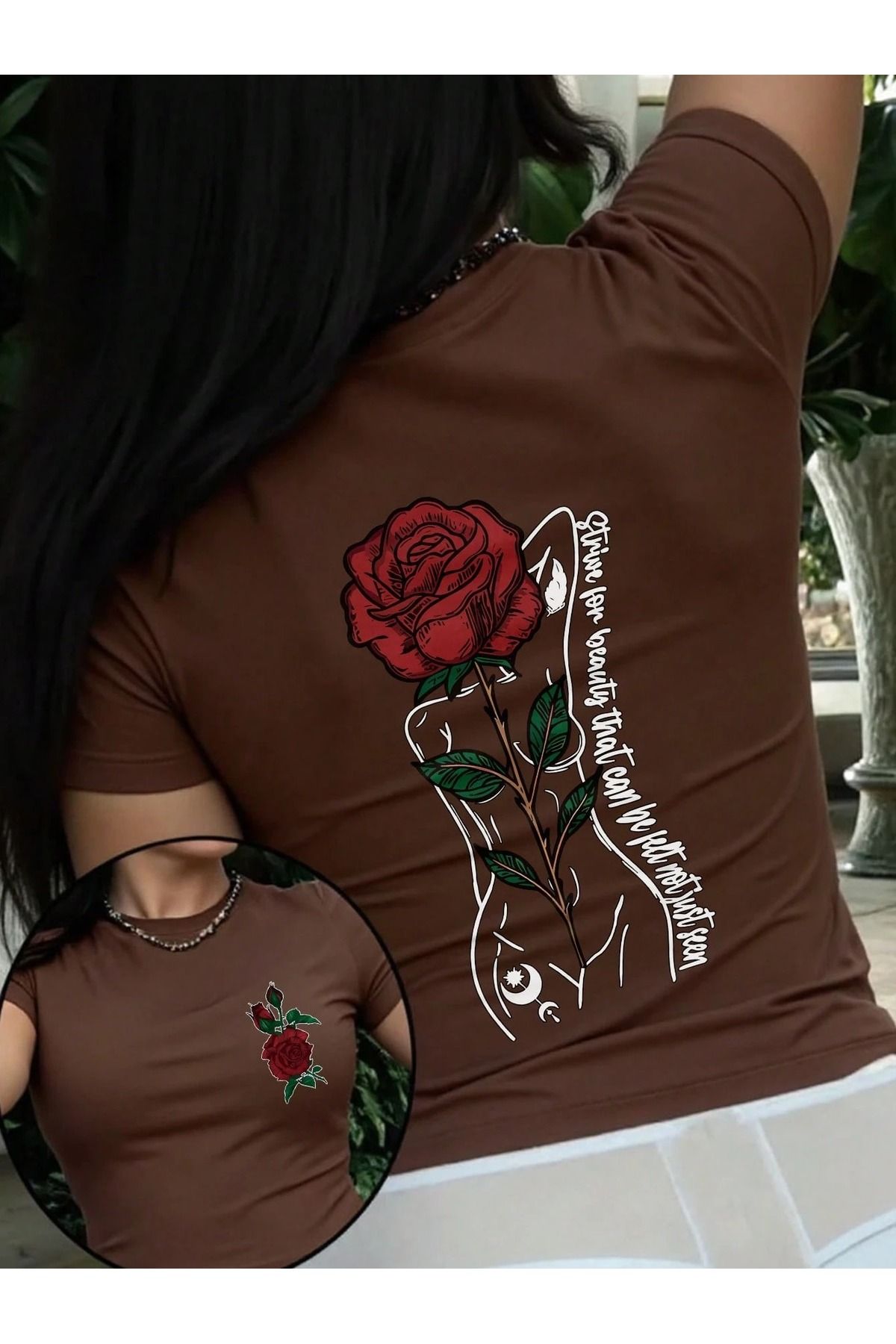 OVER HEAD Kadın Gül Kadın Baskılı Oversize T-shirt