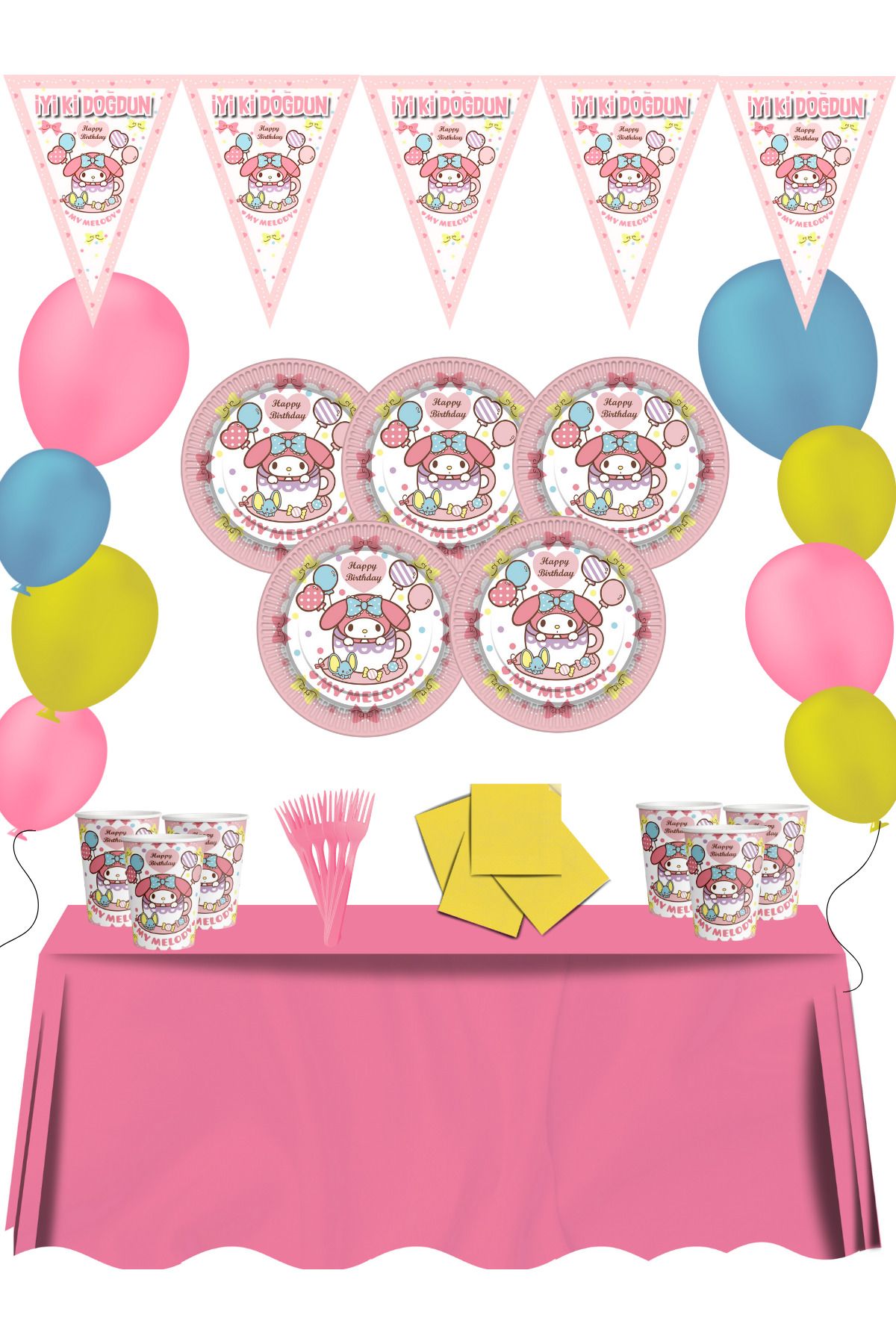 snowparty My Melody My Melodi Doğum Günü Parti Malzemeleri Süsleri Seti