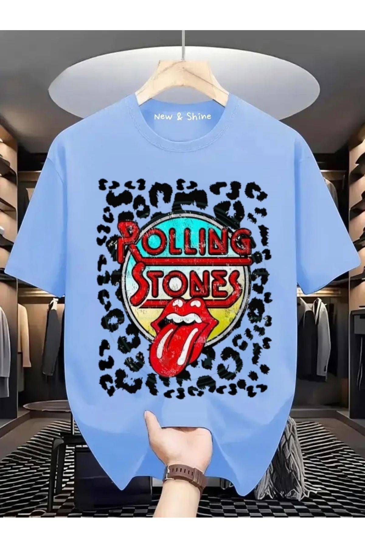 New Shine Rolling Stones Büyük Beden Oversize T-Shirt